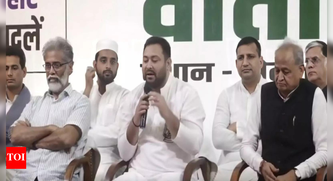 The Mahagathbandhan has officially declared Tejashwi Yadav as its chief ministerial candidate for the 2025 Bihar Assembly elections. Mukesh Sahani will be the deputy chief ministerial face. This announcement aims to present a united front against the ruling NDA. The alliance emphasizes its commitment to serving Bihar and bringing about change for its people.  NEW DELHI: The Mahagathbandhan on Thursday formally announced Rashtriya Janata Dal (RJD) leader and former deputy chief minister Tejashwi Yadav as its CM candidate for the 2025 Bihar Assembly elections, while naming Vikassheel Insaan Party (VIP) chief Mukesh Sahani as the deputy CM face.The announcement was made during a joint press conference of the alliance partners in Patna, ending weeks of speculation over the opposition bloc’s leadership choice.Senior Congress leader and election observer Ashok Gehlot said, “All of us sitting here have decided that in these elections, we support Tejashwi Yadav as the CM face.” He also confirmed that the Mahagathbandhan would contest the upcoming polls in complete unity, with Sahani as Tejashwi’s deputy if the alliance wins.LIVE: Joint press briefing by Mahagathbandhan leaders | Patna, Bihar.Tejashwi’s message to alliance and votersExpressing gratitude to the alliance partners, Tejashwi Yadav said, “We, the people of Mahagathbandhan, do not just want to form the government or become the CM, but we want to make Bihar, that is why we are together… I thank all the members of the Mahagathbandhan for showing trust in me. I want to tell all of them that I will do everything possible to live up to your expectations and together we will throw the 20-year-old government in power.”Tejashwi also thanked senior leaders of the Grand Alliance, including his parents and former chief ministers Lalu Prasad Yadav and Rabri Devi, along with Congress leaders Sonia Gandhi, Rahul Gandhi and Mallikarjun Kharge for “bestowing faith in him.”Gehlot targets BJP, calls for change in BiharAt the press conference, Ashok Gehlot also took aim at the BJP-led NDA government, alleging that democratic institutions were being undermined. “It is natural to be concerned with the situation forming in the country as well as the state. If you criticise them, you will be jailed. So, what does the country want? It is looking at Bihar which is going to polls. The situation is very serious. Be it farmers, labourers or the common man, they are all troubled. People want change,” Gehlot said.He added that the Mahagathbandhan was facing “a force which is wearing a mask of democracy,” referring to the BJP. “The previous Mahagathbandhan was local and Tejashwi ji missed forming the government by just a few votes,” he said, asserting that this time the opposition bloc would go to the polls with greater coordination.Gehlot asks BJP to name its CM faceGehlot also challenged the BJP to declare its own chief ministerial face. “We want to ask Amit Shah ji and the president of their party who is the CM face of your alliance? This is our demand because we saw that the election was fought under the leadership of the then CM Eknath Shinde, but later we found out that someone else was chosen as the Chief Minister,” he remarked.Congress calls Bihar polls ‘election of the people’Bihar Congress president Rajesh Ram said the upcoming assembly elections would be fought on people’s issues. “The people of Bihar have been waiting for the elections for a long time. This election is for the youth, farmers, women, and the poor. We want to assure the people that Bihar is ready. This Mahagathbandhan will fight unitedly to win the election,” Ram said.He also extended greetings for the upcoming Chhath Puja, adding that the INDIA bloc had been built through consistent public outreach. “The foundation stone of the INDIA alliance was laid when Rahul Gandhi, along with all the members of the alliance, did the Voter Adhikar Yatra for almost 17 months on the issues of SIR and others,” he said.Alliance seeks to project unity before pollsThursday’s press conference sought to project unity among the RJD, Congress, Left parties and other Mahagathbandhan partners, which have been holding multiple rounds of talks over seat-sharing and campaign strategy in the past week. With Tejashwi Yadav leading the campaign and Mukesh Sahani as his deputy pick, the opposition bloc aims to mount a consolidated challenge to the BJP-led NDA in Bihar, which has been in power for two decades.Bihar Congress President Rajesh Ram says, “… The people of Bihar have been waiting for the elections for a long time. This election is for the youth, farmers, women, and the poor… We want to assure the people that Bihar is ready… This Mahagathbandhan will fight unitedly to win the election…”The Bihar Assembly elections are scheduled for November 6 and 11 and results to be declared on November 14.About the AuthorTOI News DeskThe TOI News Desk comprises a dedicated and tireless team of journalists who operate around the clock to deliver the most current and comprehensive news and updates to the readers of The Times of India worldwide. With an unwavering commitment to excellence in journalism, our team is at the forefront of gathering, verifying, and presenting breaking news, in-depth analysis, and insightful reports on a wide range of topics. The TOI News Desk is your trusted source for staying informed and connected to the ever-evolving global landscape, ensuring that our readers are equipped with the latest developments that matter most.”Read MoreEnd of ArticleFollow Us On Social MediaVideos’World Has Not Forgotten’: India Blasts Pakistan’s Double Game on Terror at UN, Reminds Of PahalgamBJP MP Anurag Thakur Warns UN Must Act Now Or Risk Losing Credibility Amid Global ConflictsPM Modi Confirmed to Give ASEAN Summit a Miss, Avoids Trump Again: Here’s The Real Reason WhyDelhi Encounter: Four Most Wanted Bihar Gangsters Killed in Joint Operation”They are going to stop…” Trump Reiterates Claim That India Is Cutting Down Russian Oil Imports’Domestic Politics Won’t…’: Expert’s Indo-US Deal Prediction Ahead Of Bihar Polls| India Connect‘Good Policy In Place’: Rare Earth Expert On India’s National Critical Minerals MissionPak PM Sharif’s Minority Rights Hypocrisy Exposed After Reports Of Attack On Hindus On DiwaliPiyush Goyal Highlights India’s Growth Amid Global Trade Challenges at UNCTAD In GenevaJaish-e-Mohammed Launches Online Jihad Course For Women In Pakistan, Targets Mass Recruitment123 Photostories  How to tell if your store-bought egg is real or fake (without cracking it open)How Parineeti Chopra and Raghav Chadha turned a serendipitous encounter into a love story written in golden lettersWhat not to eat with blood pressure medicines: Common foods that can weaken the medicationsFrom Amitabh Bachchan’s Jalsa to Shah Rukh Khan’s Mannat: The most extravagant Diwali lighting at Bollywood celeb housesDeepika Padukone in Sabyasachi: 5 times the actress and designer proved they are a match made in heavenWhy meditation is central to Shiva’s spiritual teachings6 creative ways to turn leftover mithai into gourmet dessertsFrom ‘Dangal’ to ‘Bajrangi Bhaijaan’: Bollywood blockbusters that earned over 10× their budget at the box officeThe fascinating world of unusual turtles and tortoiseHeart health tips: 7 low-impact exercises you can do anytime, anywhere123Hot PicksDhanteras Gold PriceVande Bharat SleeperBihar Election 2025Gold rate todaySilver rate todayPublic Holidays OctoberBank Holidays OctoberTop TrendingAre Stephen and Ayesha Getting a DivorceLeBron JamesAuston MatthewsStephen CurryKarl Anthony TownsBrady TkachukTaylor LorenzOrlando Magic vs Miami HeatMark SanchezAntonio Gibson Wife Pregnancy
