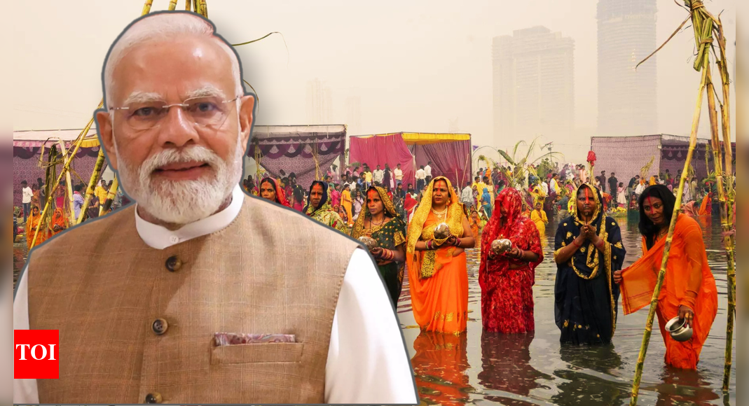 Prime Minister Narendra Modi urged citizens to share Chhath Puja songs, praising the festival’s spiritual and cultural essence. Calling the melodies of Chhathi Maiya divine, he said they enhance the grandeur of the celebration. PM Modi expressed joy over nationwide preparations, especially in Bihar, and promised to share selected songs with the public in the coming days. Prime Minister Narendra Modi invites citizens to share melodies of Chhath Puja As India prepares to celebrate the auspicious festival of Chhath starting Saturday, Prime Minister Narendra Modi has called on citizens to share songs and melodies dedicated to Chhathi Maiya, describing them as rich expressions of devotion and culture. Sharing his thoughts on X, PM Modi remarked that the festival—deeply rooted in reverence for nature and tradition—is being celebrated with great enthusiasm, particularly in Bihar and eastern regions of India. “The songs of Chhathi Maiya enhance the grandeur and divinity of this sacred occasion,” he said, inviting people to send in their favourite devotional tracks.The prime minister added that he intends to share some of the submitted songs with fellow citizens over the coming days, encouraging collective celebration and preservation of India’s cultural heritage. Chhath Puja, observed mainly in Bihar, Uttar Pradesh, Jharkhand, and parts of Nepal, honors the Sun God and Chhathi Maiya for sustaining life on Earth and granting prosperity to devotees.A unique tradition of Chhath Puja involves singing devotional folk songs dedicated to Chhathi Maiya, often invoking the names of loved ones to seek her blessings. This year, a woman from Bihar drew attention by including Prime Minister Narendra Modi’s name in her Chhath song.The heartfelt gesture reflects the deep cultural devotion and personal connection central to this ancient festival.About the AuthorTOI News DeskThe TOI News Desk comprises a dedicated and tireless team of journalists who operate around the clock to deliver the most current and comprehensive news and updates to the readers of The Times of India worldwide. With an unwavering commitment to excellence in journalism, our team is at the forefront of gathering, verifying, and presenting breaking news, in-depth analysis, and insightful reports on a wide range of topics. The TOI News Desk is your trusted source for staying informed and connected to the ever-evolving global landscape, ensuring that our readers are equipped with the latest developments that matter most.”Read MoreEnd of ArticleFollow Us On Social MediaVideosFrom Bollywood to Bihar Power Corridor: VIP Chief Mukesh Sahani Talks Mahagathbandhan StrategyKaroline Leavitt Calls Indian Trucker Illegal Alien After Deadly California Road Accident Kill Three’Momentum For Peace’: Donald Trump’s Gaza Peace Breakthrough Earns Rare Praise From India At UNDonald Trump’s ‘Russian Oil Ultimatum’ To India: White House Says Delhi Obeyed, India Denies ShiftHyderabad-Bengaluru Bus Tragedy: 20 Passengers Burnt Alive in Minutes, Andhra CM Naidu Orders Probe‘Gave A Good Dose…’: Rajnath Singh Warns Pakistan From Rajasthan Border, Lauds Operation SindoorPolish FM Snubs Pak FM Ishaq Dar’s ‘Kashmir’ Rant, Issues Warning On Illegal Immigration’Had No Choice’: Hyderabad Man Duped On Pretext Of Job In Russia, Forced To Fight War In UkraineSurajbhan Singh Reveals Why He Left NDA To Join RJD And Contest From Mokama | Battle for BiharJaishankar To Represent India at ASEAN Summit As PM Modi Gives Chance To Meet Donald Trump a Miss123 Photostories  Bollywood releases scheduled post Diwali- 2025Expert reveals kitchen practices that protect your cells and boost immunityThe actor who refused to share screen space with Salman Khan for over two decadesMantra Remedies As Per Your Date of BirthPiyush Pandey dies at 70: 7 iconic ads by the Adman that shaped Indian advertising5 toxic phrases that could be sabotaging your love life (without you even realizing it)Top Harvard doctor shares 6 ‘healthy’ foods that are secretly damaging gut healthHow Navagraha worship brings peace, prosperity, and protectionWeight loss tips: Post-Diwali weight gain is real, here’s how to reverse it safelyAutism myths every parent needs to stop believing (and the real facts you should know)123Hot PicksDhanteras Gold PriceVande Bharat SleeperBihar Election 2025Gold rate todaySilver rate todayPublic Holidays OctoberBank Holidays OctoberTop Trendingjj mccarthy injuryTier-3 graduates jobs AppleStephen Curry WifePaige SpiranacDiddyAaron JonesPatrick MahomesAlex VesiaOklahoma City Thunder vs Indiana PacersBrooks Koepka Wife