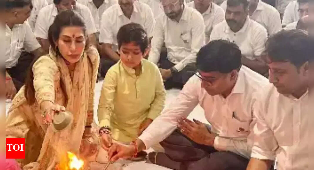 Sunjay Kapur’s wife Priya Kapur performs pooja with son Azarius amid ongoing Rs 30,000 crore estate feud with Karisma Kapoor’s children