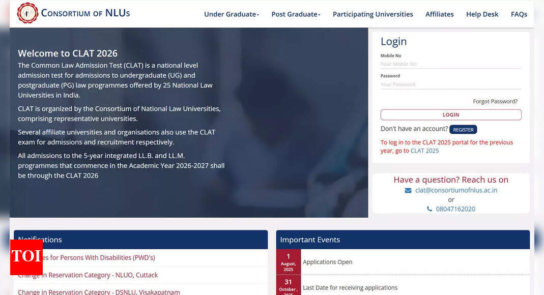 CLAT 2026 registration to close soon, apply before October 31, 2025 at consortiumofnlus.ac.in/clat-2026