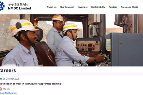 NMDC Jobs 2025: Notification out for Graduate, Technician, and Trade Apprentice walk-in interviews; check details here