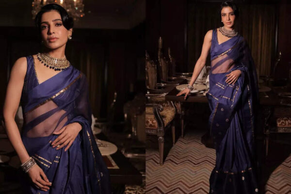 Samantha Ruth Prabhu’s navy-gold saree look is the wedding inspiration you have been waiting for
