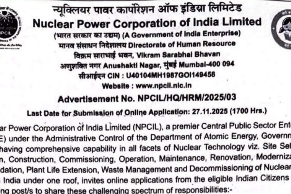NPCIL recruitment 2025: Notification out for deputy manager and JHT posts at npcilcareers.co.in; application from Nov 7