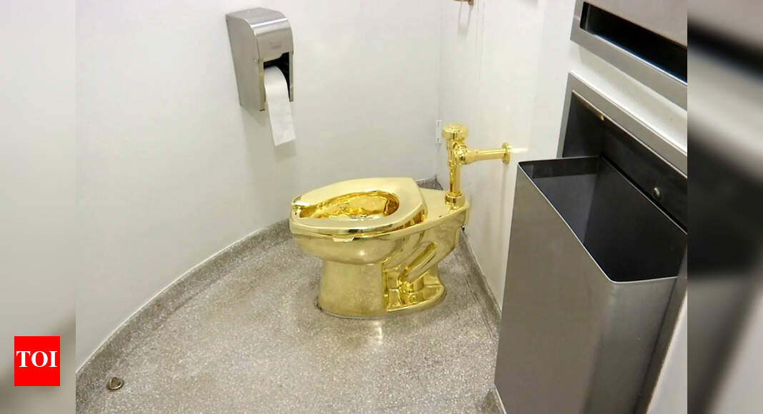 A solid gold toilet is up for auction. Starting price:  million