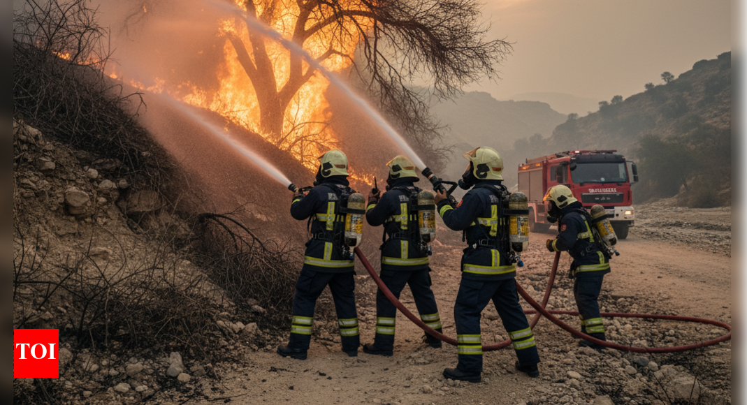 Oman fire-services jump into action as blaze erupts near Nizwa’s Wadi Al Abyad — no injuries, fire brought under control