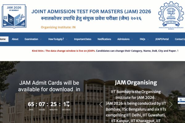 IIT JAM 2026 form correction window opens: Submit changes by November 10 at joaps.iitb.ac.in