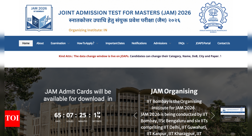 IIT JAM 2026 form correction window opens: Submit changes by November 10 at joaps.iitb.ac.in