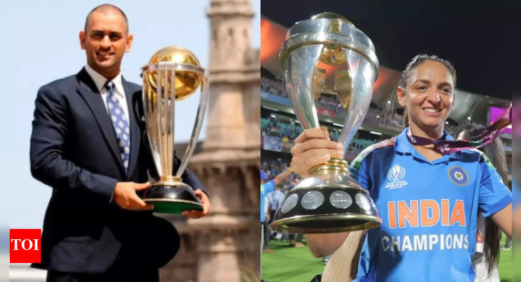 Iconic! Harmanpreet Kaur recreates MS Dhoni’s famous pose with World Cup trophy at Gateway of India