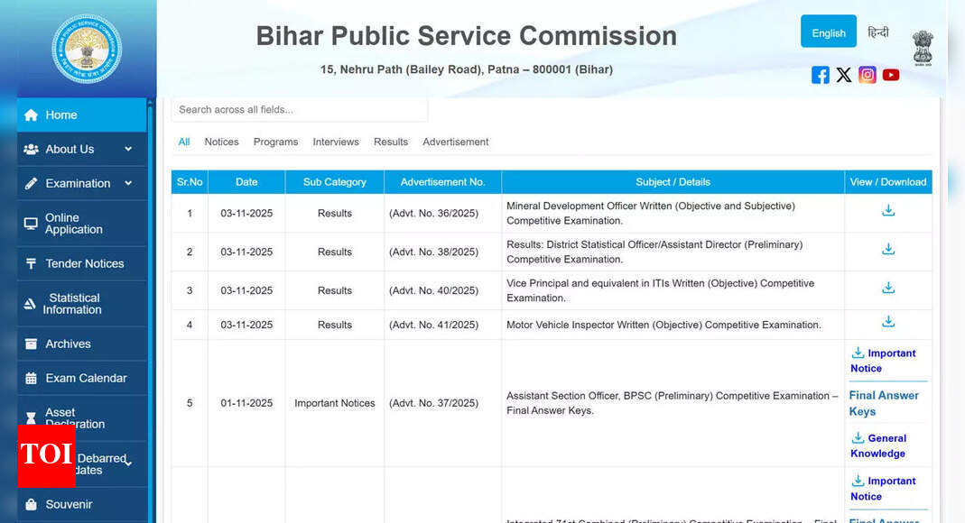 BPSC results for Vice Principal, MDO, DSO and MV Inspector exams announced at bpsc.bihar.gov.in: Check direct links here