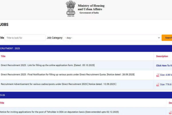 DDA recruitment 2025: Last date to apply online for MTS, JSA, Patwari, JE, Steno posts; check direct link here