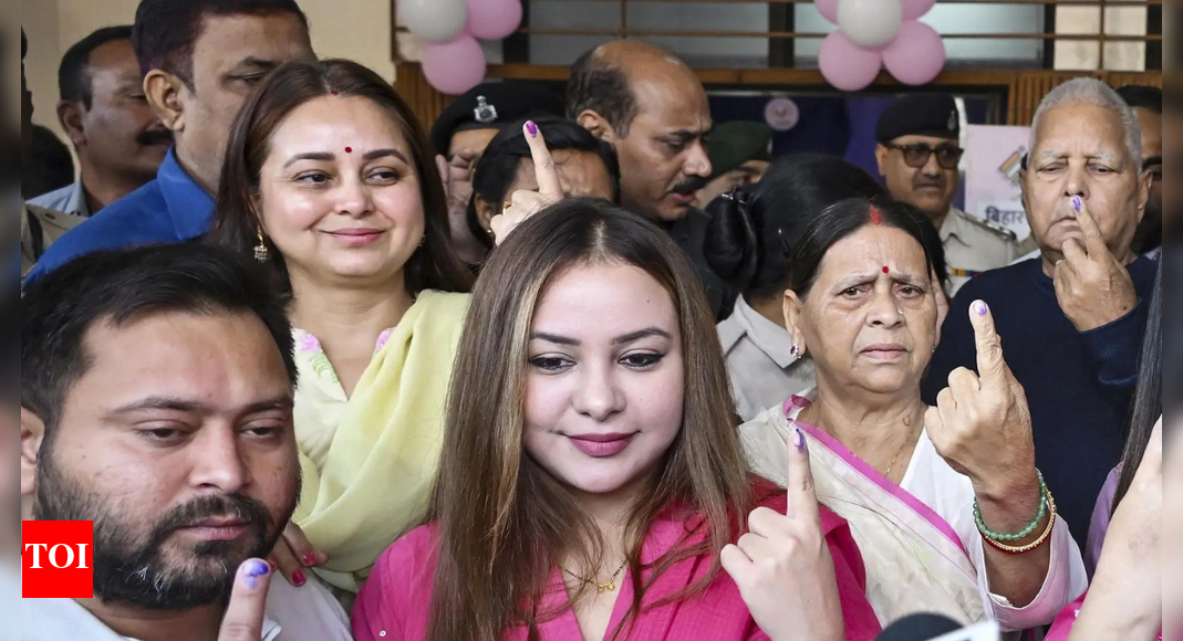 ‘Voted For Jobs, Development & Accountability’ RJD leader Tejashwi Yadav and his wife Rajshree Yadav, party leaders and former Bihar CMs Lalu Prasad Yadav and Rabri Devi and others show their fingers marked with indelible ink after casting votes, in Patna. (PTI Photo) PATNA: Voting in the first phase of the Bihar assembly elections concluded with a 57.9% turnout in Patna district that was driven by enthusiastic participation from both young voters and senior citizens across the urban constituencies. The district average of 57.93% is a clear rise from 51.12% in 2020 as polling stations in Bankipur, Digha, Kumhrar and Patna Sahib hummed with energy through the day.In Digha, the polling percentage reached 41.4%, up from 36.86% in 2020. Bankipur recorded 40.97% compared to 35.85% five years ago. Kumhrar saw a 39.57% voter turnout, an increase from 35.22% in 2020, while the highest jump was in Patna Sahib, where 59.93% of voters cast their ballots, up from 52.22% in the last election. Despite the usual logistical hiccups, the mood reflected a shared desire for jobs, development and accountability.Sarita Kumari (20), a first-time voter, flaunted her inked finger at a polling booth in Shastri Nagar and took selfies with her friend. Better education, a better system and employment opportunities, she said, were the issues she kept in mind while voting.A resident of Ashiana, college student K P Mishra (19) said he was thrilled. “Bihar has transformed significantly from the past. I remember the situation when I was in school. And now I am doing graduation and truly enjoy living here,” he said.”We have waited too long for real change – jobs for youth, better roads and reliable power. The one job per family promise is luring. We want a better future for our kids,” 55-year-old Sharad Kumar said at a polling station in Gulzarbagh. Meanwhile, tensions flickered over two women allegedly denied their vote at a Veterinary College booth, sparking brief protests. Responding, Patna district magistrate Thiyagrajan S M told TOI: “There was some glitch. We talked to the presiding officer and the matter was sorted out. No issue was reported from any polling booth. Voting went off peacefully,” he said.About the AuthorFaryal RumiShe is working with the Times of India as a Senior Digital Content Creator on the Patna desk.End of ArticleFollow Us On Social MediaVideos’Unemployability’: Is India Sitting On Ticking Time Bomb Of Unemployment? Expert’s Big Reveal’Mungerilal Ke Sapne’: BJP’s Sunil Pintu Takes Dig At RJD-Cong, Exudes Confidence Of Sitamarhi WinPakistan Fires Into Afghanistan, Breaks Ceasefire Amid Turkey Peace Talks: Taliban Confirms’RJD Put Katta To Congress’ Head’: PM Modi Slams Mahagathbandhan In Bihar RallyIndia Shocked As UAE Frees Mahadev Scam Accused, Cites No Extradition Request Amid Paper TrailBihar Deputy CM Vijay Sinha Accuses RJD MLC Of Drunken Chaos, Faces Off Amid Voting In LakhisaraiDelhi’s Fake ‘Professor’ and Team Pulled Off a ₹50 Crore Money Heist Inspired by Netflix Crime Drama’Can’t Think Of Another Trade Talk…’: Piyush Goyal, Todd McClay Comment On India–New Zealand FTAINS Ikshak Commissioned With 80% Indigenous Tech, New Hydrographic Survey Vessel Joins Indian NavyDonald Trump’s Trade Weapon Tested: US Supreme Court Weighs Limits of Emergency Powers, Authority123PhotostoriesWhen love in Bollywood movies defied wealth and social divideDon’t make this mistake while charging your phone at night, it could explode or harm your healthSamantha Ruth Prabhu’s time-turner necklace and purple gown are the talk of Abu DhabiFrom undergoing surgery to remove 22% of her liver with an 11-centimeter tumor to continuing a two-year targeted therapy; Dipika Kakar talks about her liver cancer treatmentCortisol cocktail: What happens when you take this viral drink everyday for a month5 breathtaking winter migrants in India every bird lover must seeWhy Sadhguru recommends consuming Carrot Salad with Peanuts and DatesWhy does this Indian temple open only for 12 days in a yearHis/ her story: “Whenever things are fine between my husband and me, my mother-in-law interferes and causes fights… What should I do?”‘Kaun?’, ‘Talvar’ to ‘Gone Girl’: 7 must-watch thrillers that will keep you guessing till the very end123Hot PicksStock market holidayBank HolidayBihar Election 2025Gold rate todaySilver rate todayPublic Holidays NovemberBank Holidays NovemberTop TrendingMarshawn Kneeland Cause of DeathJoe AlwynAshton JeantyNHL Trade RumorsTaylor SwiftWho is CatalinaMrBeastAnaheim DucksPatrick SurtainJalen Green