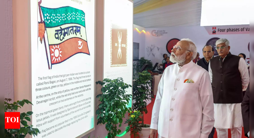 Prime Minister Narendra Modi launched a year-long national celebration for ‘Vande Mataram’.  He inaugurated a special portal and released commemorative stamps and coins.  The Prime Minister described the song as a symbol of devotion and national unity.  Millions across India joined in singing the full version of the iconic anthem.  The event honored freedom fighters and the timeless composition. (Source: ANI) NEW DELHI: Prime Minister Narendra Modi on Friday inaugurated the year-long nationwide commemoration portal to mark 150 years of the creation of India’s National Song, ‘Vande Mataram.’In his address, Prime Minister Modi described Vande Mataram as “a mantra, an energy, a dream, and a resolve.” He said the words embody devotion and worship to Maa Bharti, adding that they connect India’s past, present, and future with courage and confidence.PM Modi Calls Vande Mataram A ‘Mantra Of Unity And Courage’ As The Song Completes 150 Years”There is no resolve that cannot be achieved, no goal that we, the people of India, cannot attain,” the Prime Minister said in Hindi.Calling the mass singing of Vande Mataram “an experience beyond expression,” Modi said the harmony of millions of voices reflected the rhythm, emotion, and unity of the nation. “Such energy, such waves have stirred the heart,” he said, describing the moment as one that transcended words.The Prime Minister also paid tribute to the freedom fighters who devoted their lives to the ideals embodied in the song. “I bow to the millions of great souls who lived and died with the spirit of Vande Mataram in their hearts,” he stated.During the event, PM Modi also released a commemorative stamp and coin and launched the ‘Vande Mataram’ portal to mark the milestone. The event featured the collective singing of the full version of ‘Vande Mataram’ across the country, uniting citizens from all walks of life. Modi himself participated in the mass rendition at the main venue.Union minister Gajendra Singh Shekhawat, Delhi lieutenant governor Vinai Saxena, and Delhi chief minister Rekha Gupta were among those present. The celebrations mark the formal launch of a year-long programme to honour the timeless composition that inspired India’s freedom struggle and continues to evoke patriotism and unity.PM Modi, in his address, also echoed the question of certain parts being omitted out of the full length national anthem written by ‘Bankim babu.’Written in Sanskrit by Bankim Chandra Chattopadhyay in 1876, Vande Mataram was later included in his novel Anandamath (1882). The hymn personifies India as the motherland and became a rallying cry during the freedom struggle. Translated as “Hail to the Motherland,” it remains one of the most iconic expressions of patriotism in Indian history.About the AuthorTOI News DeskThe TOI News Desk comprises a dedicated and tireless team of journalists who operate around the clock to deliver the most current and comprehensive news and updates to the readers of The Times of India worldwide. With an unwavering commitment to excellence in journalism, our team is at the forefront of gathering, verifying, and presenting breaking news, in-depth analysis, and insightful reports on a wide range of topics. The TOI News Desk is your trusted source for staying informed and connected to the ever-evolving global landscape, ensuring that our readers are equipped with the latest developments that matter most.”Read MoreEnd of ArticleFollow Us On Social MediaVideosSupreme Court Directs Dogs Be Shifted From Schools, Bus Stands To Shelters; Petitioner Breaks DownPM Modi Calls Vande Mataram A ‘Mantra Of Unity And Courage’ As The Song Completes 150 YearsFrance Backs India’s AI Vision: Anne Bouverot Lauds New Delhi’s Balance Between Innovation, EthicsEight Jets, Not Seven, Shot Down: Donald Trump Adds Fresh Twist to His India-Pak Ceasefire ClaimsDonald Trump Calls PM Modi A ‘Great Friend’, Says India Visit ‘Could Be’ Next Year Amid Talks’Unemployability’: Is India Sitting On Ticking Time Bomb Of Unemployment? Expert’s Big Reveal’Mungerilal Ke Sapne’: BJP’s Sunil Pintu Takes Dig At RJD-Cong, Exudes Confidence Of Sitamarhi WinPakistan Fires Into Afghanistan, Breaks Ceasefire Amid Turkey Peace Talks: Taliban Confirms’RJD Put Katta To Congress’ Head’: PM Modi Slams Mahagathbandhan In Bihar RallyIndia Shocked As UAE Frees Mahadev Scam Accused, Cites No Extradition Request Amid Paper Trail123PhotostoriesHow To Attract Your Partner As Per Your Date of BirthKatrina Kaif, Vicky Kaushal welcome baby boy: A look at the announcement poster and other celebrity parents’ baby reveal postsBigg Boss Malayalam 7: Unmissable looks of Top 7 contestant AdhilaInside Ahmedabad’s Rs 500-crore smart streetlight revolution: How one click will control 2 lakh poles9 most unusual giraffe facts you didn’t know6 everyday foods people with thyroid issues should avoid and whyCelebrating Kamal Haasan’s birthday with then and now pictures that capture his 65 years of journey in cinemaWhy Friday is the perfect day to manifest: Align your energy, gratitude, and intentionsInside Bengaluru’s bold double-decker flyover plan: How BMRCL aims to untangle the city’s traffic mess with a 37km mega projectWhat drove 2,774 new vehicles daily on Bengaluru roads — the hidden festive push explained123Hot PicksStock market holidayBank HolidayBihar Election 2025Gold rate todaySilver rate todayPublic Holidays NovemberBank Holidays NovemberTop TrendingMarshawn Kneeland Cause of DeathJoe AlwynSerena WilliamsNovak DjokovicNick Kyrgios vs Aryna SabalenkaWho is CatalinaWho is Sean DunnKash Patel GirlfriendWWE Smackdown PreviewVirginia Teacher Shot Dead