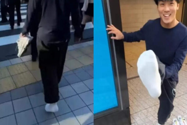 No shoes, no problem: Influencer walks Tokyo streets in white socks; viral test stuns internet