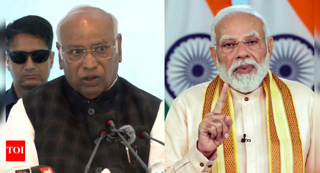 Congress president Mallikarjun Kharge alleged Prime Minister Narendra Modi’s aircraft takeoff caused a nearly two-hour delay to his Bihar rally. Kharge stated security officials made him wait in his helicopter, claiming the BJP frequently obstructs Congress campaigns. This incident occurred as both leaders campaigned in Bihar ahead of the final phase of voting. Mallikarjun Kharge (left), PM Narendra Modi (agencies) NEW DELHI: Congress president Mallikarjun Kharge on Friday alleged that Prime Minister Narendra Modi was responsible for the delay in the commencement of his rally in Bihar’s Chenari assembly segment. The rally, initially scheduled earlier in the day, began nearly two hours late, reported PTI.Kharge claimed that security officials at the airport asked him to wait until PM’s aircraft had taken off, forcing him to remain inside his helicopter for about 90 minutes. “I would have reached in time, but security officials at the airport told me I must wait till Narendra Modi’s aircraft takes off. So I had to keep waiting inside my helicopter for about an hour and a half,” he said, as quoted by the agency.He also alleged that the BJP frequently obstructs Congress campaigns. “BJP wallahs always keep coming in our way. Modi spends most of his time abroad and is seen in the country only at the time of elections. He has no qualms about canvassing even in Panchayat and municipal elections,” Kharge added.On Friday, PM Modi addressed two rallies in the neighbouring districts of Aurangabad and Kaimur, coinciding with Kharge’s scheduled appearance in Rohtas. The remarks come amid intensifying campaigning ahead of the second and final phase of voting for Bihar Assembly elections.About the AuthorTOI News DeskThe TOI News Desk comprises a dedicated and tireless team of journalists who operate around the clock to deliver the most current and comprehensive news and updates to the readers of The Times of India worldwide. With an unwavering commitment to excellence in journalism, our team is at the forefront of gathering, verifying, and presenting breaking news, in-depth analysis, and insightful reports on a wide range of topics. The TOI News Desk is your trusted source for staying informed and connected to the ever-evolving global landscape, ensuring that our readers are equipped with the latest developments that matter most.”Read MoreEnd of ArticleFollow Us On Social MediaVideosIndia Exposes Pakistan’s Nuclear Lies After Donald Trump’s Claim On Underground Tests Stunned WorldRahul Gandhi Accuses PM Modi, Amit Shah, EC Of Stealing Elections, Claims Multiple Polls Manipulated‘Apaharan Department’: Amit Shah Slams Tejashwi Yadav At Jamui Rally, Raises ‘Jungle Raj’ SpectrePakistan Cries Foul At UNSC As India Holds Indus Waters Treaty In Abeyance Over Pahalgam AttackIndia’s MBBS Student Ajit Singh From Rajasthan, Missing for Last 19 Days, Found Dead In Russian DamFAA Grounds America: How The US Flight Cuts Could Derail Indian Travel Plans This Holiday SeasonMassive ATC System Breakdown At Delhi Airport Disrupts Flights; Airlines Urge Patience And CareSupreme Court Directs Dogs Be Shifted From Schools, Bus Stands To Shelters; Petitioner Breaks DownPM Modi Calls Vande Mataram A ‘Mantra Of Unity And Courage’ As The Song Completes 150 YearsFrance Backs India’s AI Vision: Anne Bouverot Lauds New Delhi’s Balance Between Innovation, Ethics123PhotostoriesClove Tea for respiratory health: How to make it and 4 ingredients to add to gain maximum benefitsFrom Tejasswi Prakash’s new salon to Charu Asopa and Dipika Kakar’s clothing lines; TV celebs’ lucrative business ventures7 modern baby boy names that begin with letter ‘H’ChemRIZZtry to Love-loreing: Dating trends that will rule 20265 Japanese tricks for sharp brain and mental boost9 iron-rich beetroot dishes perfect for winter eveningsSingappenne tops the TRP charts; here’s a look at the Top 5 Tamil TV showsHow to grow fenugreek (methi saag) in balcony garden; steps to followCopper, silver or brass: Which metal glass is actually healthier to drink from?Millie Bobby Brown to Raveena Tandon: 5 best celebrity looks of the day123Hot PicksStock market holidayBank HolidayBihar Election 2025Gold rate todaySilver rate todayPublic Holidays NovemberBank Holidays NovemberTop TrendingMarshawn Kneeland Cause of DeathJoe AlwynSerena WilliamsMaple Leaf JerseyNick Kyrgios vs Aryna SabalenkaWho is CatalinaWho is Sean DunnKash Patel GirlfriendWWE Smackdown PreviewVirginia Teacher Shot Dead