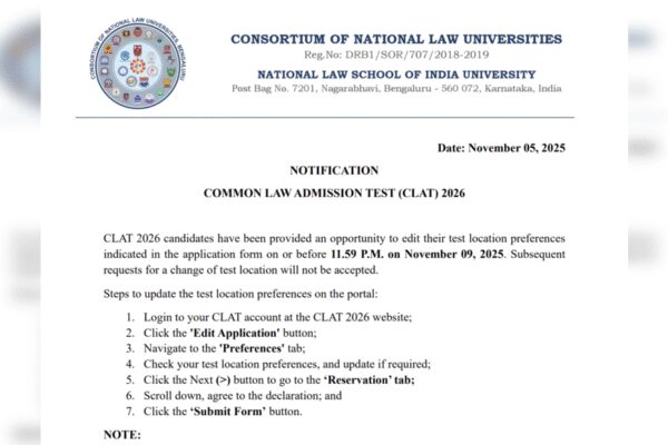 CLAT 2026 application correction window closes today: Check direct link and list of editable fields here