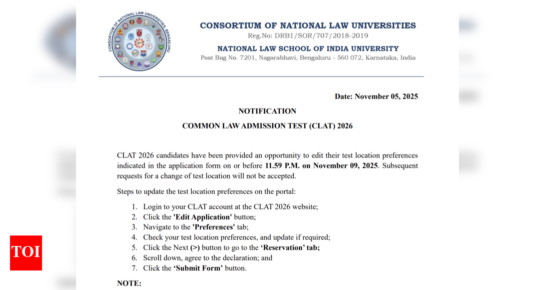 CLAT 2026 application correction window closes today: Check direct link and list of editable fields here