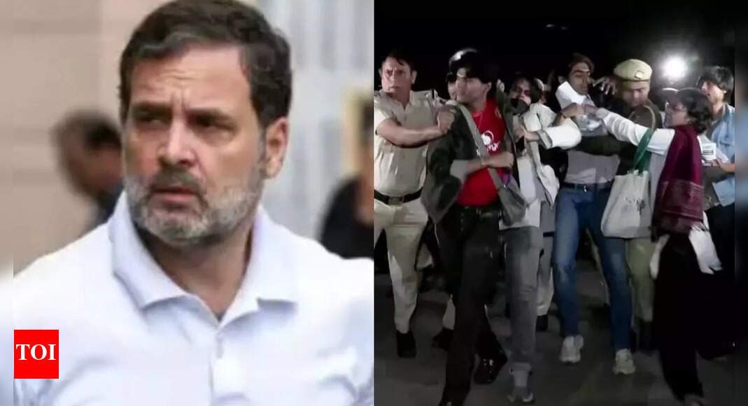 Opposition leaders, including Rahul Gandhi, have strongly criticized the government for detaining individuals protesting Delhi’s severe air pollution at India Gate. Accusations of data manipulation and neglecting citizens’ right to clean air have surfaced. Authorities directed protesters to Jantar Mantar, citing India Gate as an unauthorized demonstration zone, as the capital’s AQI reached hazardous levels, triggering Stage II of GRAP. . NEW DELHI: Leader of opposition Rahul Gandhi on Sunday slammed the BJP government for detaining people protesting at India Gate over the air pollution in Delhi.The Congress leader, in a post on X, said the right to clean air was a basic human right and accused the government of treating peaceful demonstrators like criminals. “Air pollution is harming our children and the future of our nation. But the government, which came to power through vote chori, simply doesn’t care,” he wrote, urging decisive action to address the crisis.Opposition parties joined in the criticism as the capital’s air quality plunged into the ‘severe’ category. Aam Aadmi Party (AAP) spokesperson Priyanka Kakkar, accused the BJP government of manipulating pollution data. “The BJP got water sprinkled on AQI monitors to lower the readings,” she alleged.Protesters at India Gate said they were being stopped from demonstrating peacefully. The Delhi Police urged demonstrators to move their protest to Jantar Mantar, saying India Gate is not a designated protest site. According to the Central Pollution Control Board (CPCB), Delhi’s overall Air Quality Index (AQI) stood at 391 at 7 am on Sunday, with several areas crossing the 400 mark, a level considered hazardous. The worsening air quality has triggered Stage II of the Graded Response Action Plan (GRAP).About the AuthorTOI News DeskThe TOI News Desk comprises a dedicated and tireless team of journalists who operate around the clock to deliver the most current and comprehensive news and updates to the readers of The Times of India worldwide. With an unwavering commitment to excellence in journalism, our team is at the forefront of gathering, verifying, and presenting breaking news, in-depth analysis, and insightful reports on a wide range of topics. The TOI News Desk is your trusted source for staying informed and connected to the ever-evolving global landscape, ensuring that our readers are equipped with the latest developments that matter most.”Read MoreEnd of ArticleFollow Us On Social MediaVideos‘Modi, Shah, Gyanesh Fear Gen Z’: Rahul Gandhi Hits Out Over ‘Vote Theft’ At Bihar RallyTeen Shoots Classmate With Father’s Pistol At Posh Gurugram Society; Victim Critical‘Peeping Into Our Residence’: Aaditya Thackeray Slams MMRDA After Drone Spotted Near Matoshree‘India Is A Continental And Maritime Power, Holds Key Role In Indian Ocean Region’: CDS Anil ChauhanPM Modi Unveils ₹8,000 Crore Projects to Boost Uttarakhand’s InfrastructureEvery Indian Shares Ancestral Roots, No ‘Ahindu’ Exists: Mohan BhagwatFormer Army Commander Warns of Rising Extremist Threat from BangladeshPM Modi Highlights Legal Reforms, Stresses Need for Law in Local Languages‘Rallies Cancelled Due to Low Response’ Congress Responds to PM’s ‘Reject Katta Sarkar…’ RemarkMohsin Naqvi Cornered At ICC Meet In Dubai; Asia Cup Trophy Dispute Turns Into Diplomatic Face-Off123Photostories5 national parks in India where you can spot the endangered wild dogs (dholes)5 high-protein soups you can whip up in 15 minutes or lessBirthday special: Arhaan Khan’s sweetest social media moments with mom Malaika Arora5 must-have Kashmiri winter outfitsFrom heart health to better sleep: 5 reasons why one should consume pumpkin seedsFrom not having enough money to buy a house to putting in their entire savings; Rohit Purohit and Sheena Bajaj’s white haven in Mumbai5 foods that secretly make your face bloated and what to eat insteadHow to make mornings easier before school: 10 real-life tips for moms and dads that actually work’Laal Singh Chaddha’, ‘Action Replayy’, ‘Dil Bole Hadippa!’: Bollywood remakes of Hollywood hits that failed to impress at the box officeShopping a little too much online? 8 creative ways to use discarded delivery packaging123Hot PicksStock market holidayBank HolidayBihar Election 2025Gold rate todaySilver rate todayPublic Holidays NovemberBank Holidays NovemberTop TrendingMarshawn Kneeland Cause of DeathMLB Trade RumorsMLB Trade Rumors Detroit TigersMicah ParsonsFortnite OG Butterfly Live EventMarshawn Kneeland NewsNHL Injury UpdateBO Nix WifeNew Vande Bharat ExpressIndia World Cup Cash Prize