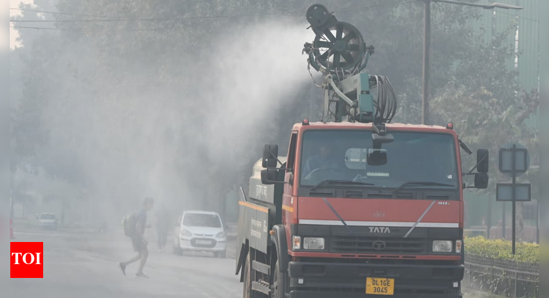 AQI close to ‘severe’ NEW DELHI: The capital’s air quality continued to deteriorate for the fourth day running, with the city’s average AQI inching closer to ‘severe’ levels on Sunday. The day’s average air quality index was recorded at 370, in the upper range of ‘very poor’, the second worst of the season so far after October 30, when the index was at 373. Delhi woke up to another morning of toxic smog but, just as on the previous day, winds picked up towards late afternoon, providing some relief. The average AQI at 8 am Sunday was 391, close to the ‘severe’ range that starts from 401. By 11 am, the air remained just as bad, with the AQI at 389. The day’s official 24-hour average is taken at 4 pm, when the air had improved a bit. The share of pollutants from farm fires in Punjab and Haryana on Delhi’s PM2.5 levels continues to be low, with the figure dipping to nearly 5% from 8% on Saturday. “The wind speed reached 14-15 kmph in the afternoon. While yesterday the wind was northwesterly, coming from Punjab and Haryana, today it changed to westerly and south-westerly. Thus, the fire farm impact,” said Mahesh Palawat of Skymet.’Improving Trend’: CAQM says GRAP-III not needed as of now According to the Centre’s Decision Support System (DSS), the share of farm fires was 5.3% on Sunday. The share has been less than 10% so far this season while in the past years it has peaked at over 40%. The DSS did not issue any forecast on the impact of stubble burning for Monday. The air quality early warning system expects the air quality to remain within the very poor category. “The air quality is very likely to be in the very poor category from November 10 to 12,” it stated. The AQI is expected to stay ‘very poor’ for the subsequent six days as well, the note added.  Meanwhile, the Commissioner for Air Quality Management in NCR and Adjoining Areas (CAQM) said that they are not imposing strict pollution preventive measures under Grap-III. The CAQM issued a statement asserting that in the wake of Delhi’s daily average AQI hovering around the higher end of the very poor category in the morning, a review meeting was held on GRAP. “However, the sub-committee, while reviewing the current air quality scenario of Delhi-NCR and forecasts for weather/meteorological conditions made available by IMD/IITM, noted that at 10am the hourly average AQI of Delhi was 391… Given that Delhi’s daily average AQI has since shown a consistent declining trend, with AQI improving to 370 at 4 pm and further improving to 365 at 5 pm today, with the dynamic model and forecasts for weather/meteorological conditions and AQI by IMD/IITM also indicating the overall AQI of Delhi to stay in the ‘very poor’ category in the coming days, the sub-committee opined that invocation of stage-III of GRAP is not required at the moment,” CAQM stated. Delhi environment minister Manjinder Singh Sirsa pointed to a slew of measure being taken by the city govt, including installing sprinklers, fixing pollution norms for industries etc, while attacking the previous AAP govt, stating that while they let Delhi’s pollution worsen for 10 years and expect it to be cleaned in 7 months.  “The inaction of pollution of 10 years cannot be fixed in 7 months… AAP commented on the location of the Bawana monitoring station, which was installed by them. They spent money on advertisements and not on fixing pollution. We are working to make the situation better,” said Sirsa. Delhi, meanwhile, continued to feel the chill, recording a minimum temperature of 11.6 degress Celsius on Sunday, which was three degrees below normal. This was marginally higher than Saturday’s season low of 11 degress Celsius. The maximum was 28.1 degrees Celsius, which was a degree above normal. IMD has forecast shallow fog on Monday morning, with both maximum and minimum temperatures expected to stay in a similar range.About the AuthorKushagra DixitKushagra Dixit writes on environmental issues, wildlife conservation, climate change, agriculture,  human rights, and scientific research. His investigative coverage encompasses river contamination with emphasis on the Yamuna, air pollution, urban waste and their collective effects on public wellbeing.Read MoreEnd of ArticleFollow Us On Social MediaVideosRiga Sugar Mill Revival: Locals Speak On Change And Challenges Ahead Of Bihar PollsPrez Murmu Pushes For Oil, Critical Minerals, Tech Cooperation During Angola Visit; Key MoUs signed‘Modi, Shah, Gyanesh Fear Gen Z’: Rahul Gandhi Hits Out Over ‘Vote Theft’ At Bihar RallyTeen Shoots Classmate With Father’s Pistol At Posh Gurugram Society; Victim Critical‘Peeping Into Our Residence’: Aaditya Thackeray Slams MMRDA After Drone Spotted Near Matoshree‘India Is A Continental And Maritime Power, Holds Key Role In Indian Ocean Region’: CDS Anil ChauhanPM Modi Unveils ₹8,000 Crore Projects to Boost Uttarakhand’s InfrastructureEvery Indian Shares Ancestral Roots, No ‘Ahindu’ Exists: Mohan BhagwatFormer Army Commander Warns of Rising Extremist Threat from BangladeshPM Modi Highlights Legal Reforms, Stresses Need for Law in Local Languages123Photostories5 effective and easy ways to build a stronger relationship with the boss5 national parks in India where you can spot the endangered wild dogs (dholes)5 high-protein soups you can whip up in 15 minutes or lessBirthday special: Arhaan Khan’s sweetest social media moments with mom Malaika Arora5 must-have Kashmiri winter outfitsFrom heart health to better sleep: 5 reasons why one should consume pumpkin seedsFrom not having enough money to buy a house to putting in their entire savings; Rohit Purohit and Sheena Bajaj’s white haven in Mumbai5 foods that secretly make your face bloated and what to eat insteadHow to make mornings easier before school: 10 real-life tips for moms and dads that actually work’Laal Singh Chaddha’, ‘Action Replayy’, ‘Dil Bole Hadippa!’: Bollywood remakes of Hollywood hits that failed to impress at the box office123Hot PicksStock market holidayBank HolidayBihar Election 2025Gold rate todaySilver rate todayPublic Holidays NovemberBank Holidays NovemberTop TrendingMarshawn Kneeland Cause of DeathMLB Trade RumorsMLB Trade Rumors Detroit TigersMicah ParsonsFortnite OG Butterfly Live EventMarshawn Kneeland NewsNHL Injury UpdateBO Nix WifeNew Vande Bharat ExpressIndia World Cup Cash Prize