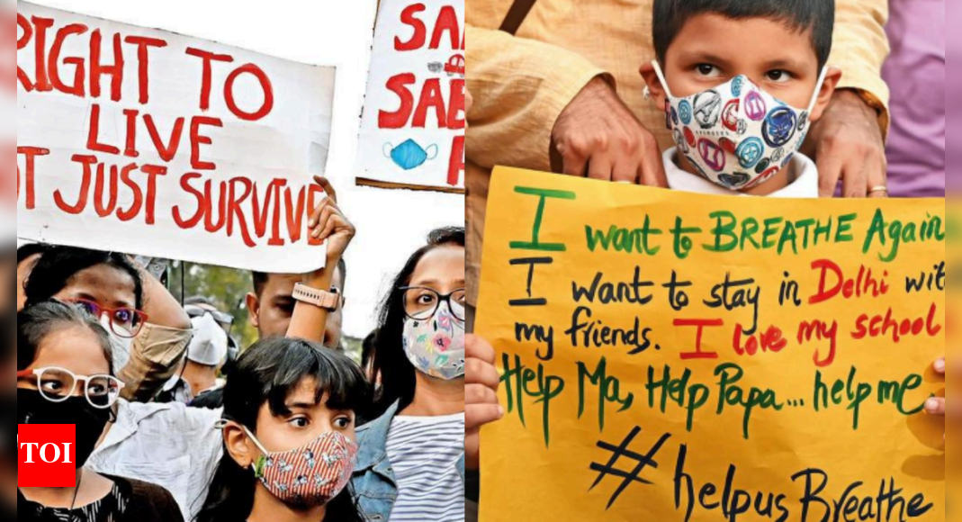 ‘Help us breathe’: Parents, kids, activists detained during India Gate clean-air protest in Delhi | Delhi News