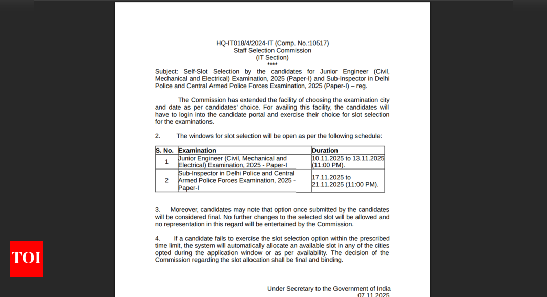 SSC revolutionizes exam process: Candidates to pick their own city and date for JE, SI 2025 recruitment drive