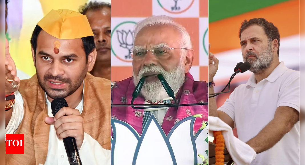 Bihar’s 2025 election campaign has transformed into a political theatre, with leaders employing sharp, witty one-liners reminiscent of Bollywood dialogues. Prime Minister Modi accused the INDIA bloc of strong-arming for power, while Yogi Adityanath used cartoonish satire. Mallikarjun Kharge mocked Modi’s perceived arrogance, and Rahul Gandhi critiqued the spectacle of power.  ‘Kanpatti par katta rakh kar … ”Nachaniya log hain”Jhuthon ke sardar … ‘If you think these are dialogues from Anurag Kashyap’s ‘Gangs of Wasseypur’ sequel, think again. This, in fact, is the real-life political theatre of the Bihar Assembly Elections 2025 — where campaign stages have turned into movie sets and the country’s top politicians are playing to the gallery with one-liners sharp enough to cut through steel.The election trail this year sounds less like a manifesto pitch and more like a dialogue contest — raw, witty, and unapologetically local. From “kanpatti par katta rakh kar” to “nachaniya log hain,” and even “bete ki shaadi hai,” speeches have morphed into full-blown performances — part street theatre, part stand-up act, part political showdown.’Kanpatti par katta rakh kar kursi chura li’Prime Minister Narendra Modi set the tone with what sounded like a line straight out of a crime thriller. Taking aim at the INDIA bloc, he accused the RJD of strong-arming the Congress into submission for the chief ministerial post.“Congress didn’t want to name the RJD leader as the CM face, lekin RJD ne Congress ke kanpatti par katta rakh kar CM post chori kar liya,” he declared, sending the crowd roaring.His “kanpatti par katta rakh kar CM kursi chura li” line could have been lifted straight from Gangs of Wasseypur, where politics and pistols share the same script.While the tone of his initial rallies remained mostly remained in his usual style, PM Modi, towards the end of the campaigning days, escalated the metaphor, warning voters against the return of Bihar’s infamous lawless days. “Yeh log abhi se bachchon ko rangdar banane ki baat kar rahe hain… Bihar ko katta sarkar nahi chahiye, ku-shasan sarkar nahi chahiye,” he said, urging voters to reject “guns, extortion, and bad governance.”‘Pappu, Tappu, Appu’: Yogi’s cartoon slamIf PM Modi was channeling gangster cinema, Uttar Pradesh chief minister Yogi Adityanath brought cartoon satire to the campaign.“The INDI alliance has three monkeys — Pappu, Tappu, and Appu,” he quipped, twisting Gandhi’s iconic moral parable into a punchline. “They can’t see, hear, or speak the truth,” he said, accusing them of “dividing Bihar and tainting its system with guns and pistols.”Think Salman Khan’s Tere Naam anger meets Ajay Devgn’s Toonpur absurdity, over-the-top, yet crowd-pleasing. The CM’s rallies have been a reminder that in politics, ridicule often lands harder than rhetoric.’Bete ki shaadi hai’Mallikarjun Kharge’s “Modi is roaming around as if his son is getting married” punchline could have fit right into Peepli Live — country’s most biting political satire.Between mocking the PM’s “one-man show” and calling him Jhuthon ke Sardar, Kharge tapped into the absurdity of modern campaign culture — the spectacle of power.“PM Modi lies all the time. He forgot demonetisation, black money, two crore jobs… Jhuthon ke sardar har jagah jaa ke jhuth baatein bolte hain,” Kharge thundered in Patna. He didn’t stop there: “Modi is roaming around Bihar as if his son is getting married. From Panchayat to Parliament — only Modi’s face, everywhere!”’Yoga for votes’In the theatre of Bihar’s polls, Rahul Gandhi often looks like the Tamasha protagonist — aware of the absurdity, yet trapped in the act.His lines — “Modi can do yoga for votes… but after elections, Adani-Ambani will do the dancing” — carry a tone of weary rebellion. He isn’t trying to win the shouting match; he’s trying to call out the script itself.”Narendra Modi gives speeches, comes and makes promises, saying he will do whatever you ask until election day. But after the elections, he neither comes to Bihar nor listens to you. He simply leaves. I say, whatever you want done, get it done now,” Rahul Gandhi said.”The Prime Minister can do anything for votes. Tell him to do yoga, he will do a few asanas. But after the elections, all the singing and dancing will be done by Adani and Ambani. This entire thing is just a drama,” he added.’Nachaniya log hain’Deputy CM Samrat Chaudhary’s alleged dig at Bhojpuri star Khesari Lal Yadav as a “nachaniya” set off the next act in this drama.RJD leader Rohini Acharya hit back with fire: “They call Manoj Tiwari, Hema Malini, Kangana Ranaut ‘nachaniya’? These are artists who have contributed to India. BJP insults artists but celebrates criminals.””Do those ‘nachaniya’ feel no shame? Their faces are being used to gather crowds… Are they ‘nachaniya’? They are artists. They too have contributed to India. All our artists and actors have contributed. So many good films are made. There are two types of people everywhere: good and bad. In the BJP, all the bad people come and become good. Prajwal Revanna, a mass rapist, is fine now. Asaram Bapu, Ram Rahim, all these people have become good… Can someone call an artist, a ‘nachaniya’?… This is the language they use. They are using the same ‘nachaniya’ to gather crowds because no one is coming to listen to their election speeches,” said RJD leader Rohini Acharya,” she said.’Rasoiya hona chahiye’When Rahul Gandhi cast his line during a fishing stop, Tej Pratap Yadav reeled in the sarcasm — suggesting the Congress leader should’ve become a “rasoiya” instead of a politician. “Rahul Gandhi’s job is to ride a motorcycle and spread pollution. He’ll spend his entire life fishing. The country will be plunged into darkness… ‘Jalebi chhan’na, machli pakadna, unko toh rasoiya hona chaiye tha’. Why did he become a politician?” he said.BJP’s Ravi Kishan piled on with a punchline fit for a reality show judge: Rahul, he said, would get “fewer votes than the number of fish he caught“The number of votes he’ll get will be fewer than the number of fish he caught. His swimming style was good – he’s catching fish, and we’re catching votes,” he said.About the AuthorTOI News DeskThe TOI News Desk comprises a dedicated and tireless team of journalists who operate around the clock to deliver the most current and comprehensive news and updates to the readers of The Times of India worldwide. With an unwavering commitment to excellence in journalism, our team is at the forefront of gathering, verifying, and presenting breaking news, in-depth analysis, and insightful reports on a wide range of topics. The TOI News Desk is your trusted source for staying informed and connected to the ever-evolving global landscape, ensuring that our readers are equipped with the latest developments that matter most.”Read MoreEnd of ArticleFollow Us On Social MediaVideosBJP Hits Out at Congress for Sidelining Tharoor After Advani Birthday WishPM Modi To Join Global Peace Prayer Festival As India-Bhutan Ties Reach New HeightsTop Bengaluru Jail Official Transferred, 2 Suspended After Viral Videos Spark Outrage23-Year-Old Indian Student Dies In Texas; Family In Andhra Pradesh Appeals For Help To RepatriateEx-RBI Chief Raghuram Rajan Blasts US For Discriminatory Tariffs, Calls Modi-Trump Relation HollowMost-Wanted Indian Gangsters Caught; Sangwan And Bishnoi Networks Face Big Setback in US, GeorgiaUP CM Yogi Adityanath Orders Schools To Sing Vande Mataram Daily, Warns Against ‘New Jinnahs’‘Thar Is Not A Car, It’s A Statement Of Owner’s…’: Haryana DGP Sparks Car-Shaming Row Nationwide300-Kg Explosives, Weapons, Timers: J&K Police Stop Deadly Terror Plot Targeting North India In TimeClinton Family, USAID And Yunus: Sheikh Hasina Aide’s Explosive Allegations On Bangladesh Coup123Photostories10 baby names that mean happiness in different languagesExclusive – From being a part of creative team to working with Shah Rukh Khan in Dil Toh Pagal Hai: Balvinder Singh Suri aka Roshan Sodhi of Taarak Mehta Ka Ooltah Chashmah on his journeyFrom Yam (Jimikand) to Colocasia (Arbi): 9 types of root vegetables found in IndiaNatasha Poonawalla to Nimrit Kaur: Today’s celebrity fashion moments you can’t missStep into Emraan Hashmi’s beautiful Bandra home, nestled amidst effortless minimal charm’Thugs of Hindostan’ to ‘Kalank’: Bollywood films that failed despite their stellar casts7 conversations you must have with your teenage daughter10 rare phobias that sound too unusual, but are totally real!Inside Faridabad’s shocking 360kg explosive haul: How a woman doctor’s Swift Dzire car hidaterrorsecretFitness secrets of Rashmika Mandanna: How the ‘Thamma’ star keeps fit amidst a busy schedule123Hot PicksBihar Election CandidatesBihar Election ConstituenciesBihar Election 2025Gold rate todaySilver rate todayPublic Holidays NovemberBank Holidays NovemberTop TrendingHafiz SaeedHailee SteinfeldVanessa BryantMarshawn Kneelands GirlfriendMichael Willis Cause of DeathCharlie KirksJuan SotoCandace OwensMLB Trade RumorsMatt Hardy
