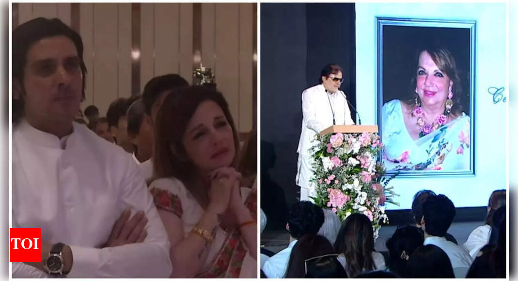 Sussanne Khan breaks down at Zarine Khan’s prayer meet; Sanjay Khan, Hrithik Roshan and her grandchildren deliver heartfelt speeches