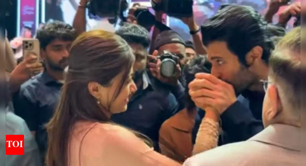 Vijay Deverakonda kisses Rashmika Mandanna’s hand at The Girlfriend success event, newly engaged couple share first public display of affection