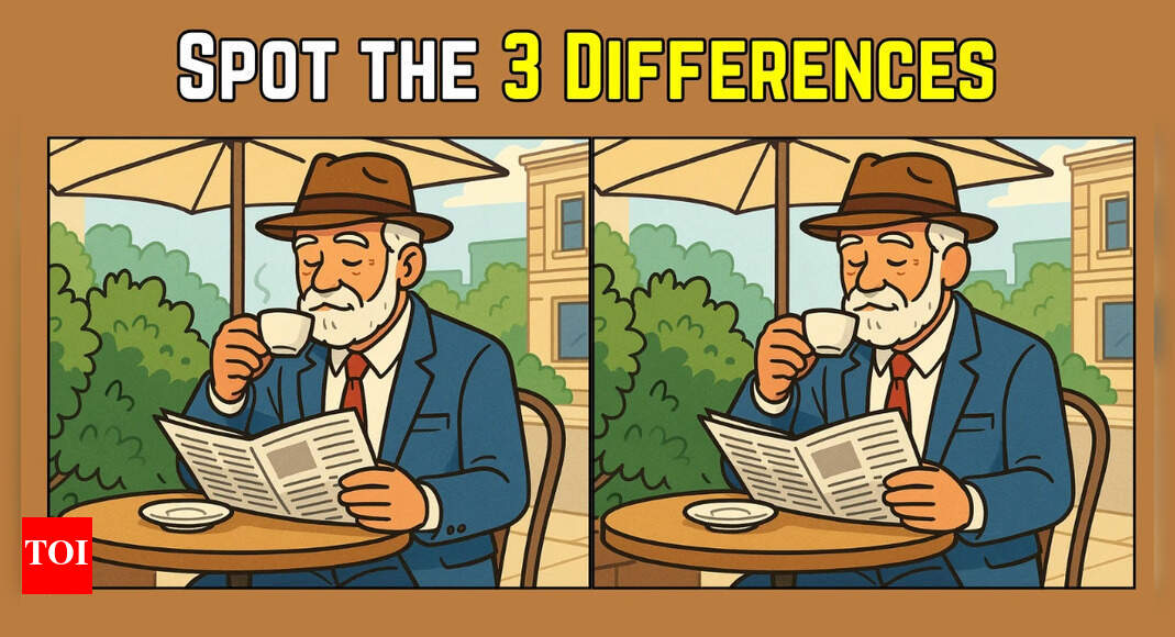 Optical illusion: Can you spot 3 differences in this ‘old man drinking coffee’ image under 9 seconds? |