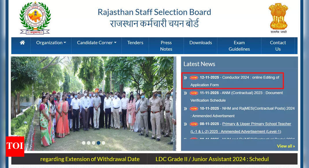 RSMSSB conductor recruitment 2025: Online application correction window opens 13 to 19 November