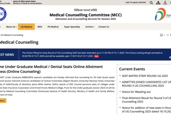 NEET UG counselling 2025: MCC extends choice filling deadline for stray vacancy round again; check details here