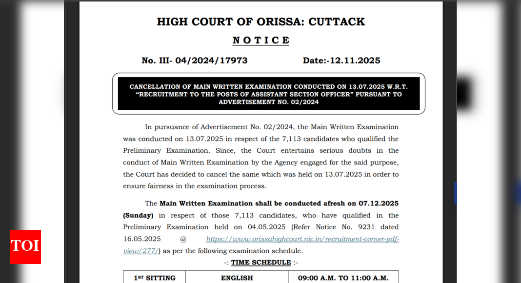 Odisha High Court cancels Main recruitment exam: Check new dates here