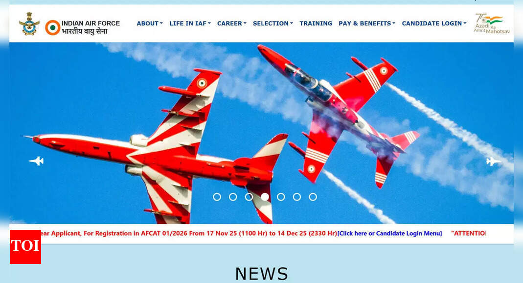 IAF AFCAT 1 registration 2026 commences today at afcat.edcil.co.in; check direct link, details here