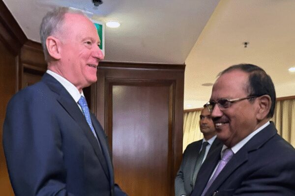 National Security Advisor Ajit Doval met with Nikolay Patrushev, a key aide to Russian President Putin, to discuss maritime security. This meeting coincides with External Affairs Minister S Jaishankar’s visit to Moscow for talks with Russian Foreign Minister Sergey Lavrov, ahead of Putin’s December visit to India.  National security advisor Ajit Doval on Monday met Nikolay Patrushev, a key aide to Russian President Vladimir Putin and chairman of Russia’s Maritime Board.The Russian Embassy in New Delhi confirmed the meeting, noting that national maritime security coordinator, Vice Admiral Biswajit Dasgupta, was also part of the discussions.India Brushes Off US Threats, Doubles Russian Oil Imports Amid Global Tensions | WatchSharing the update on X, the embassy posted, “Aide to the President of Russia & chairman of the maritime Board of Russia Nikolay Patrushev arrived in India.”“He held talks with India’s national security advisor Ajit Doval and India’s National Maritime Security Coordinator Vice Admiral Biswajit Dasgupta,” the post further added.Patrushev’s visit came on a day India’s external affairs minister S Jaishankar reached Moscow for a fresh round of talks with Russian Foreign Minister Sergey Lavrov. As per the Russian foreign ministry, “negotiations will be held in Moscow” today, marking another step in the ongoing diplomatic exchanges between the two countries ahead of President Vladimir Putin’s scheduled visit to India in December.The meeting between Jaishankar and Lavrov forms part of a broader itinerary that includes the SCO Council of Heads of Government gathering. Jaishankar is leading the Indian delegation for the meeting, which Russian PM Mikhail Mishustin will chair on 18 November. The Russian Foreign Ministry has said that the ministers will review upcoming political engagements, alongside major bilateral, regional and global issues. Cooperation in SCO, BRICS, the United Nations and the G20 is also on the agenda.TASS has reported that preparations for Putin’s visit to New Delhi for the 23rd annual India–Russia summit, expected in early December, are likely to feature in the conversations. Putin has earlier directed his government to examine ways to expand trade and economic ties with India, including issues linked to logistics, payments and the widening trade imbalance. Putin last visited India in 2021.The latest round of meetings follows Jaishankar’s earlier trip to Russia from 19–21 August. During that visit, he co-chaired the 26th India-Russia Inter-Governmental Commission on Trade, Economic, Scientific, Technological and Cultural Cooperation (IRIGC-TEC). The Ministry of External Affairs had said:”On August 21, EAM met Foreign Minister Sergey Lavrov and undertook a comprehensive review of the entire gamut of India-Russia bilateral relations, including in sectors like trade and economic cooperation, various connectivity initiatives, political, defence and military-technical cooperation, fast-tracking of opening of two new Indian Consulates in Kazan and Yekaterinburg, etc. On global and multilateral cooperation, both sides reaffirmed their shared commitment to reform of global governance, and collaboration in G20, BRICS and the SCO. EAM underlined the imperative to expand and energise the UN Security Council to reflect contemporary realities.”Jaishankar had also met President Putin, First Deputy Prime Minister Denis Manturov and Lavrov during that August trip. According to MEA, talks included bilateral priorities, trade mechanisms, connectivity, tariff-related concerns and progress on the proposed India–Eurasian Economic Union free trade agreement.India and Russia formalised their strategic partnership in 2000 and elevated it in 2010 to a “Special and Privileged Strategic Partnership”. With high-level engagements lined up over the next few weeks, including Putin’s anticipated summit visit, today’s meetings in Moscow add another layer to India’s diplomatic calendar with Russia.About the AuthorTOI News DeskThe TOI News Desk comprises a dedicated and tireless team of journalists who operate around the clock to deliver the most current and comprehensive news and updates to the readers of The Times of India worldwide. With an unwavering commitment to excellence in journalism, our team is at the forefront of gathering, verifying, and presenting breaking news, in-depth analysis, and insightful reports on a wide range of topics. The TOI News Desk is your trusted source for staying informed and connected to the ever-evolving global landscape, ensuring that our readers are equipped with the latest developments that matter most.”Read MoreEnd of ArticleFollow Us On Social MediaVideosHasina Verdict Sparks Outrage as Ex-Indian Envoy Questions Evidence and Awami League Cries Black DayPak Army Chief Asim Munir Vows ‘Strong Response’, Army Chief Dwivedi Warns Op Sindoor Was A TrailerPM Modi Condoles Families as 45 Indians Feared Dead in Saudi Bus CrashOusted Bangladesh PM Hasina Calls ICT’s Death Sentence ‘Rigged’, Says It Denied Fair Trial RightsFrench Consulate Staffer Molested In Bandra As Mumbai Police Launch Rapid Hunt To Track The SuspectAfter 5th August 2019…’ Army Chief Counters Mehbooba’s Charge Against Centre Over J&K SituationChennai Gripped By Panic As Bomb Threats Target MK Stalin, Ajith Kumar, Top Tamil Nadu Personalities’Snow Must Melt’: Army Chief Dwivedi Details How India China Relations Shifted After 2024 TalksIndia Sends Strong Warning To Pakistan As Army Chief Says The Real Movie Begins After Op SindoorBangladesh On Edge: Ex-PM Sheikh Hasina Rejects Evidence, Son Issues Threat Before Tribunal Verdict123Photostories7 addictions one should break to become their best selfMalaika Arora to Demi Moore: 5 must-see looks of the day ruling the style charts4 powerful Indian homemade drinks to lower uric acid levels and how to make them at homeFive-letter Indian baby names that sound modern and classyBharti Singh gets emotional as she gets a surprise baby shower from Laughter Chefs team; friends Krushna Abhishek, Tejasswi Prakash, Jannat Zubair and others attend the bash8 easy exercises to increase your child’s height10 cities in the US where rent is below ,0005 quiet habits of partners who deeply trust each other9 street foods to enjoy in Amritsar during winterHow to grow karela (bitter gourd) from seeds at home in your balcony123Hot PicksDelhi AQI TodaySheikh Hasina VerdictBihar Government FormationGold rate todaySilver rate todayPublic Holidays NovemberBank Holidays NovemberTop TrendingKayla NicoleAaron Rodgers InjuryShedeur SandersDubai Prince Sheikh Hamdan Net WorthRohini AcharyaDraymond GreenLebron JamesPaige GrecoZelina VegaCharlie Mcavoy Injury