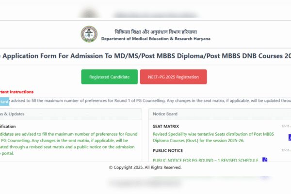 Haryana NEET PG 2025 round 1 revised counselling schedule released: Check new dates here