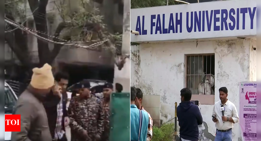 A central agency raided Al-Falah University in Faridabad as part of the Delhi blast case investigation. This action follows the arrest of the university chancellor’s brother and scrutiny of the institution due to its former student being the prime accused. Delhi Police have summoned the chancellor to address inconsistencies and clarify roles of individuals linked to the university.  NEW DELHI: The Enforcement Directorate launched raids against the Al-Falah University in Faridabad along with its office in Okhla and the university’s promoters on Tuesday morning, PTI reported citing sources.The central agency has been conducting raids since 5am at 25 different places across the national capital, intensifying the Delhi car blast probe, ANI reported citing sources.The investigation focuses on a “white-collar” terror network that appears to involve both medical professionals and individuals connected to the university. Authorities have recovered key evidence, including a vehicle tied to the blast and significant amounts of explosive material, pointing to a deeper, more organised operation.Multiple IEDs, 32 Vehicles: Agencies Uncover Plan For Serial Car Explosions In Delhi Blast ProbeThis comes a day after the brother of the Al-Falah University chancellor was arrested from Hyderabad in connection with 25-year-old fraud cases.Al Falah University has come under scrutiny after the arrest of several doctors in connection with the November 10 high-intensity blast near Delhi’s Red Fort, which killed 13 people and injured many others. The prime accused, Dr Umar Un Nabi, was a former student of the university. In response, the institution issued a statement condemning the attack and affirming its commitment as a responsible educational body aligned with national interests. As part of the investigation, Delhi Police have issued two summons to the university’s chancellor, citing the need to resolve inconsistencies in the institution’s functioning and clarify the roles of certain individuals linked to it. Investigators are probing possible connections between the university and multiple suspects associated with the blast, including examining institutional records, financial transactions, and administrative decisions as part of a broader inquiry into the alleged Faridabad terror module.About the AuthorTOI News DeskThe TOI News Desk comprises a dedicated and tireless team of journalists who operate around the clock to deliver the most current and comprehensive news and updates to the readers of The Times of India worldwide. With an unwavering commitment to excellence in journalism, our team is at the forefront of gathering, verifying, and presenting breaking news, in-depth analysis, and insightful reports on a wide range of topics. The TOI News Desk is your trusted source for staying informed and connected to the ever-evolving global landscape, ensuring that our readers are equipped with the latest developments that matter most.”Read MoreEnd of ArticleFollow Us On Social MediaVideosJaishankar, Russian FM Lavrov Hold Key Talks in Moscow Ahead of Putin’s India Visit ‘In 3 Weeks’India Doubles Down On Russian Oil Imports Despite U.S. Sanctions HeatBangladesh Seeks Hasina’s Return As India Notes ICT Tribunal Verdict, Calls For Peace And Stability’This Generation Can Bring Viksit Bharat Before 2047’: Army Chief Dwivedi’s Message To Gen ZHasina Verdict Sparks Outrage as Ex-Indian Envoy Questions Evidence and Awami League Cries Black DayPak Army Chief Asim Munir Vows ‘Strong Response’, Army Chief Dwivedi Warns Op Sindoor Was A TrailerPM Modi Condoles Families as 45 Indians Feared Dead in Saudi Bus CrashOusted Bangladesh PM Hasina Calls ICT’s Death Sentence ‘Rigged’, Says It Denied Fair Trial RightsFrench Consulate Staffer Molested In Bandra As Mumbai Police Launch Rapid Hunt To Track The SuspectAfter 5th August 2019…’ Army Chief Counters Mehbooba’s Charge Against Centre Over J&K Situation123Photostories10 quotes to say to your kids daily5 lakeside hotels to stay at during winters in and around NainitalPrajakta Koli, Kusha Kapila to Bassi: How these YouTubers turned online fame into full-fledged Bollywood careers7 spiritual places to visit with your kids5 most swiftly moving snakes in the worldNight owls vs early birds: Who performs better according to science8 simple and effective stretches to help relieve lower back painAllen Solly to Peter England: Popular fashion brands you didn’t know were actually IndianSecond innings as Bollywood favourites return and shine all over againKarisma Kapoor’s grace, talent and magnetic screen presence continue to define timeless Bollywood beauty for every generation123Hot PicksDelhi AQI TodaySheikh Hasina VerdictBihar Government FormationGold rate todaySilver rate todayPublic Holidays NovemberBank Holidays NovemberTop TrendingDak Prescott FianceShaquille O’NealCeeDee LambDenver Nuggets vs chicago bullsKike HernndezTrey Benson InjuryLaMelo BallGiannis AntetokounmpoZion WilliamsonWho is Ella Hakkinen