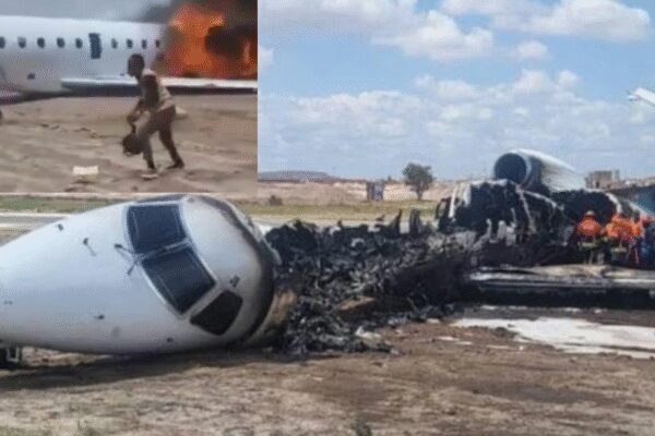 Watch: Plane carrying Congo minister, 20 others bursts into flames; skids off runway