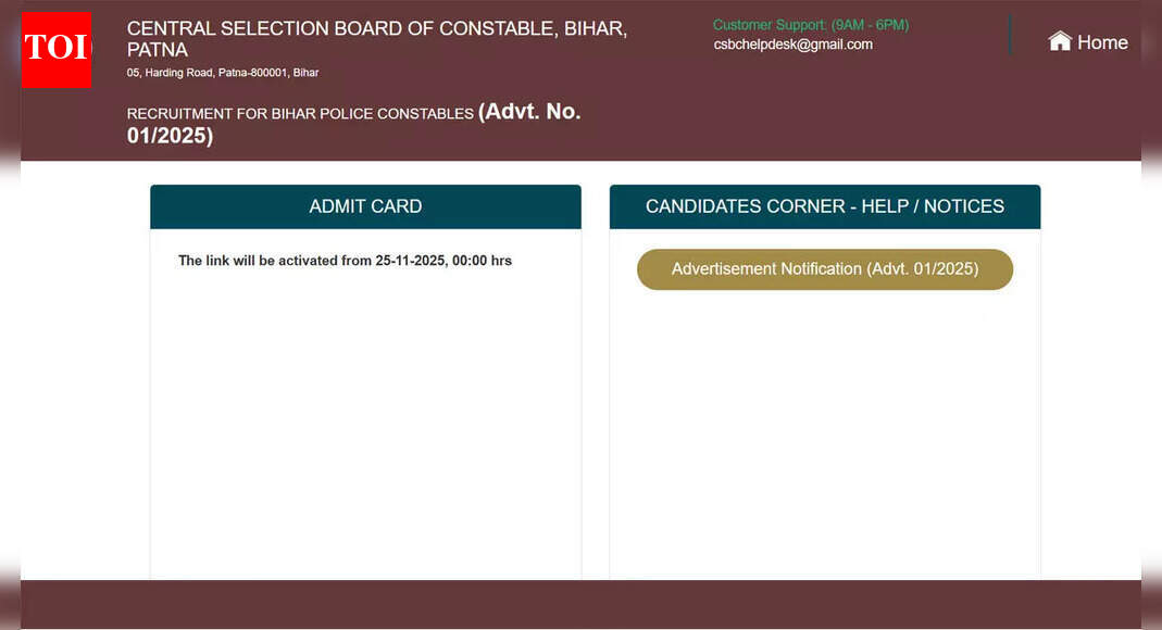 CSBC Bihar Police Constable admit card 2025 download, PET schedule, and DV details released at csbc.bihar.gov.in; check here