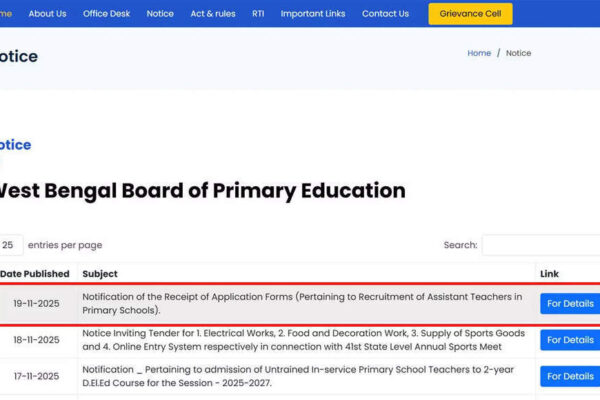 WB primary teacher notification 2025 released for 13,421 Assistant Teacher posts at wbbpe.wb.gov.in; apply here