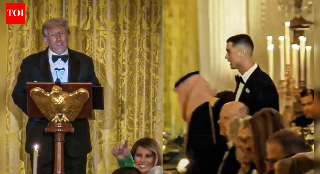 Watch: Trump says Barron ‘is a big fan of Ronaldo’ as football star attends White House dinner