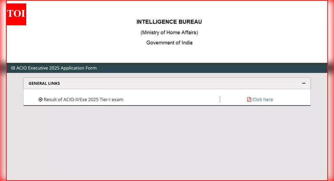 IB ACIO result 2025 out at mha.gov.in: download tier-I merit list, score card, cutoff PDF here