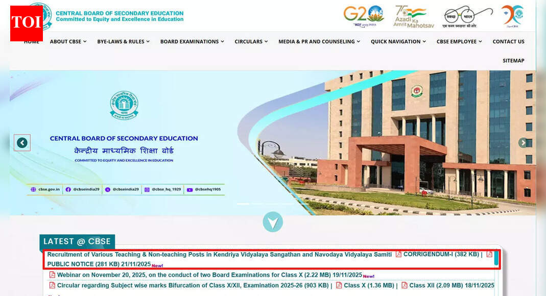 KVS and NVS recruitment 2025: CBSE announces Tier 1 exam dates for teaching and non-teaching posts