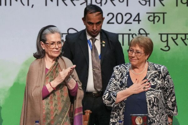The BJP criticized the Congress for awarding the Indira Gandhi Peace Prize to former Chilean President Michelle Bachelet, calling it a vindication of their ‘Muslim-Maoist Congress’ DNA assertion. BJP spokesperson Gaurav Bhatia cited Bachelet’s past criticisms of India’s actions in Kashmir and the NRC, and Sonia Gandhi’s presence at the award ceremony as evidence of the Congress’s anti-India stance.  NEW DELHI: BJP on Friday said the ‘Indira Gandhi Peace Prize’ given by Congress to former Chilean President Michelle Bachelet was a vindication of PM Narendra Modi’s assertion that the opposition party’s DNA had now become ‘Muslim-Maoist Congress.'”People like George Soros and Michelle Bachelet remain involved in anti-India activities at the international level. They attack India’s Constitution and our democratic mandate. Rahul Gandhi was already associated with them, and now Sonia Gandhi is not far behind,” said BJP national spokesperson Gaurav Bhatia at a press conference, citing Sonia’s presence when Bachelet was given the award.He called Congress an “army of traitors” days after its parliamentary party chairperson Sonia Gandhi presented the Indira Gandhi Prize for Peace, Disarmament, and Development to Bachelet.Bhatia also slammed Congress for the presence of Jagdish Tytler at the event and asked Sonia if she didn’t feel the pain of the victims of the 1984 anti-Sikh riots. BJP’s objection to the awardee stems from her remarks expressing concern over the lockdown in Kashmir after the abrogation of Article 370 in 2019, among other factors.Bhatia said, “The Congress’ DNA is anti-India. It presented the award to Michelle Bachelet, who attacks India’s sovereignty.” The BJP spokesperson said Bachelet, the former UN Human Rights chief, had disfavoured the abrogation of Article 370, alleging human rights violations in Kashmir, and also raised objections to the implementation of National Register of Citizens in Assam.End of ArticleFollow Us On Social MediaVideosTejas Crash: IAF Pilot Killed In Dubai Crash Identified As Wing Commander Namansh SyalDefence Experts Break Down Possible Causes Behind Tejas Fighter Jet Crash In DubaiPM Modi Gets Rousing Welcome From Indian Diaspora In Johannesburg Ahead Of G20 Summit | South Africa’‘I Am A Hindu’: Shashi Tharoor Evokes Swami Vivekananda To Tell The World What Hinduism Stands ForAmit Shah Says BSF Crushed 118 Pak Posts, He Issues Tough Security Message From Sindoor Van In KutchEx-CIA Reveals Savage Reply To Imran Khan’s PTI After Apology Demand Over His India-Pak War Analysis’All 140 MLAs Are Mine’: DK Shivakumar Amid Karnataka CM Speculation; Siddaramaiah RespondsKabul Turns To India As New Trade Partner Amid Pak Blockades And Push For Fresh Regional CorridorsTejas Crashes In Dubai Air Show Display As Massive Fireball Sparks Panic, Pilot Succumbs To InjuriesDeadly 5.5 Earthquake Rocks Bangladesh, Killing At Least Six, Triggers Widespread Panic Across Dhaka123PhotostoriesCan the 10-3-2-1 rule improve your sleep? Here’s what science says‘120 Bahadur’ star Raashii Khanna’s promotional looksWhat causes high uric acid levels, early symptoms and how to bring it down naturally with science backed tipsTop Harvard doctor reveals the right time to eat these 7 nuts to gain maximum benefitsVegetarian Thanksgiving: 4 mains that taste better than the Turkey10 dhaba-style Paneer dishes to try at home this weekendRekha to Kriti Sanon: Trending celebrity style highlights of the dayFrom Shah Rukh Khan’s ‘Kabhi Khushi Kabhie Gham’ to Salman Khan’s ‘Maine Pyar Kiya’: A look at classic Bollywood films through the modern lensWhy Sadhguru recommends having Beetroot and Cardamom Soup during winter eveningsHow to make Zero-Oil Soya Biryani at home123Hot PicksDelhi AQI TodayBihar Minister List 2025Bihar CM Oath CeremonyGold rate todaySilver rate todayPublic Holidays NovemberBank Holidays NovemberTop TrendingBest Rockstar Games to Play for GTA 6Savannah JamesWayne GretzkysTrevon DiggsDelhi School Suicide CaseKolkata EarthquakeCandace OwensGavin BrindleySophie CunninghamMLB Trade Rumors