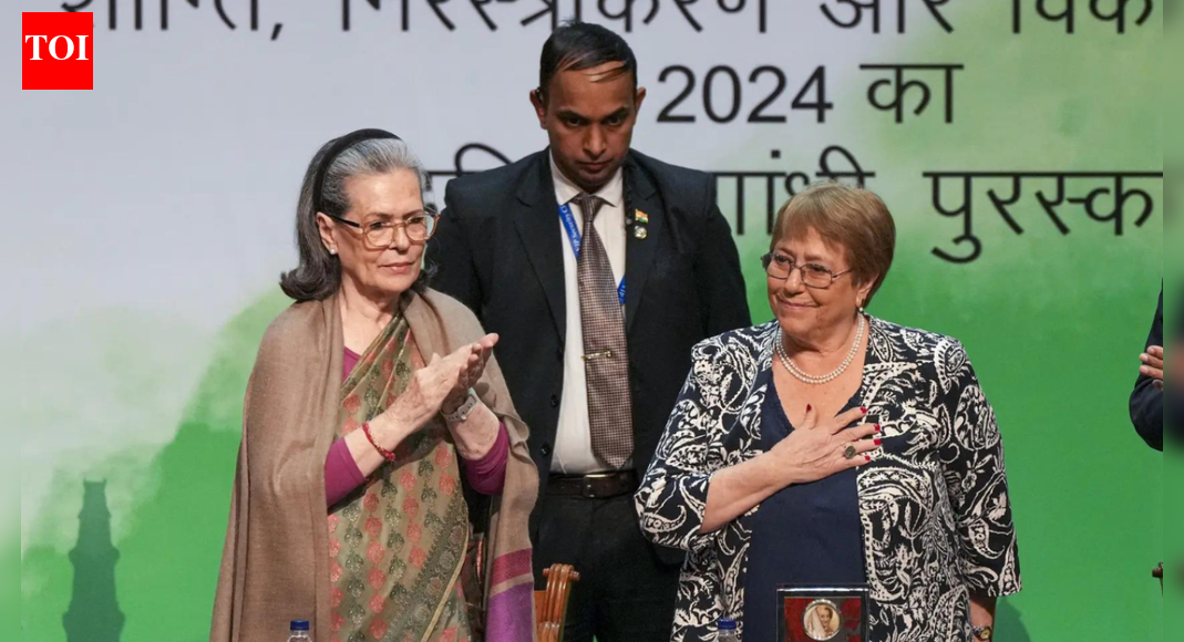 The BJP criticized the Congress for awarding the Indira Gandhi Peace Prize to former Chilean President Michelle Bachelet, calling it a vindication of their ‘Muslim-Maoist Congress’ DNA assertion. BJP spokesperson Gaurav Bhatia cited Bachelet’s past criticisms of India’s actions in Kashmir and the NRC, and Sonia Gandhi’s presence at the award ceremony as evidence of the Congress’s anti-India stance.  NEW DELHI: BJP on Friday said the ‘Indira Gandhi Peace Prize’ given by Congress to former Chilean President Michelle Bachelet was a vindication of PM Narendra Modi’s assertion that the opposition party’s DNA had now become ‘Muslim-Maoist Congress.'”People like George Soros and Michelle Bachelet remain involved in anti-India activities at the international level. They attack India’s Constitution and our democratic mandate. Rahul Gandhi was already associated with them, and now Sonia Gandhi is not far behind,” said BJP national spokesperson Gaurav Bhatia at a press conference, citing Sonia’s presence when Bachelet was given the award.He called Congress an “army of traitors” days after its parliamentary party chairperson Sonia Gandhi presented the Indira Gandhi Prize for Peace, Disarmament, and Development to Bachelet.Bhatia also slammed Congress for the presence of Jagdish Tytler at the event and asked Sonia if she didn’t feel the pain of the victims of the 1984 anti-Sikh riots. BJP’s objection to the awardee stems from her remarks expressing concern over the lockdown in Kashmir after the abrogation of Article 370 in 2019, among other factors.Bhatia said, “The Congress’ DNA is anti-India. It presented the award to Michelle Bachelet, who attacks India’s sovereignty.” The BJP spokesperson said Bachelet, the former UN Human Rights chief, had disfavoured the abrogation of Article 370, alleging human rights violations in Kashmir, and also raised objections to the implementation of National Register of Citizens in Assam.End of ArticleFollow Us On Social MediaVideosTejas Crash: IAF Pilot Killed In Dubai Crash Identified As Wing Commander Namansh SyalDefence Experts Break Down Possible Causes Behind Tejas Fighter Jet Crash In DubaiPM Modi Gets Rousing Welcome From Indian Diaspora In Johannesburg Ahead Of G20 Summit | South Africa’‘I Am A Hindu’: Shashi Tharoor Evokes Swami Vivekananda To Tell The World What Hinduism Stands ForAmit Shah Says BSF Crushed 118 Pak Posts, He Issues Tough Security Message From Sindoor Van In KutchEx-CIA Reveals Savage Reply To Imran Khan’s PTI After Apology Demand Over His India-Pak War Analysis’All 140 MLAs Are Mine’: DK Shivakumar Amid Karnataka CM Speculation; Siddaramaiah RespondsKabul Turns To India As New Trade Partner Amid Pak Blockades And Push For Fresh Regional CorridorsTejas Crashes In Dubai Air Show Display As Massive Fireball Sparks Panic, Pilot Succumbs To InjuriesDeadly 5.5 Earthquake Rocks Bangladesh, Killing At Least Six, Triggers Widespread Panic Across Dhaka123PhotostoriesCan the 10-3-2-1 rule improve your sleep? Here’s what science says‘120 Bahadur’ star Raashii Khanna’s promotional looksWhat causes high uric acid levels, early symptoms and how to bring it down naturally with science backed tipsTop Harvard doctor reveals the right time to eat these 7 nuts to gain maximum benefitsVegetarian Thanksgiving: 4 mains that taste better than the Turkey10 dhaba-style Paneer dishes to try at home this weekendRekha to Kriti Sanon: Trending celebrity style highlights of the dayFrom Shah Rukh Khan’s ‘Kabhi Khushi Kabhie Gham’ to Salman Khan’s ‘Maine Pyar Kiya’: A look at classic Bollywood films through the modern lensWhy Sadhguru recommends having Beetroot and Cardamom Soup during winter eveningsHow to make Zero-Oil Soya Biryani at home123Hot PicksDelhi AQI TodayBihar Minister List 2025Bihar CM Oath CeremonyGold rate todaySilver rate todayPublic Holidays NovemberBank Holidays NovemberTop TrendingBest Rockstar Games to Play for GTA 6Savannah JamesWayne GretzkysTrevon DiggsDelhi School Suicide CaseKolkata EarthquakeCandace OwensGavin BrindleySophie CunninghamMLB Trade Rumors