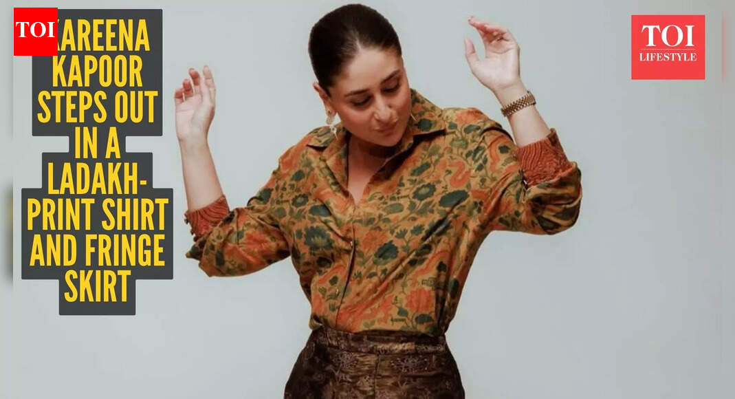 Kareena Kapoor’s Ladakh-inspired printed silk shirt and dramatic fringe skirt are the fashion plot twist of 2025