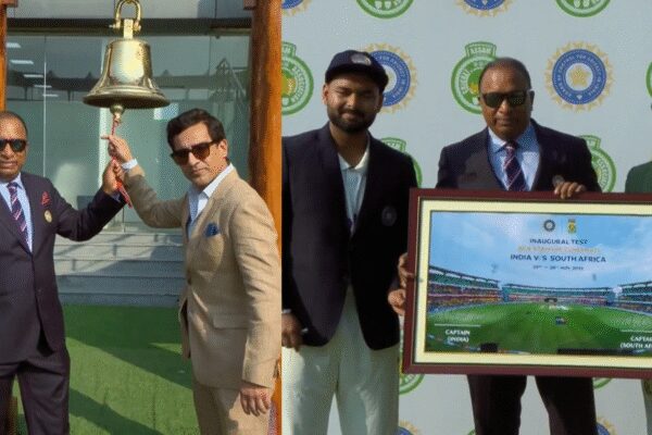 BCCI President Mithun Manhas and Devajit Saikia ring the bell, present memorial toss coins to mark Guwahati’s inaugural Test – Watch