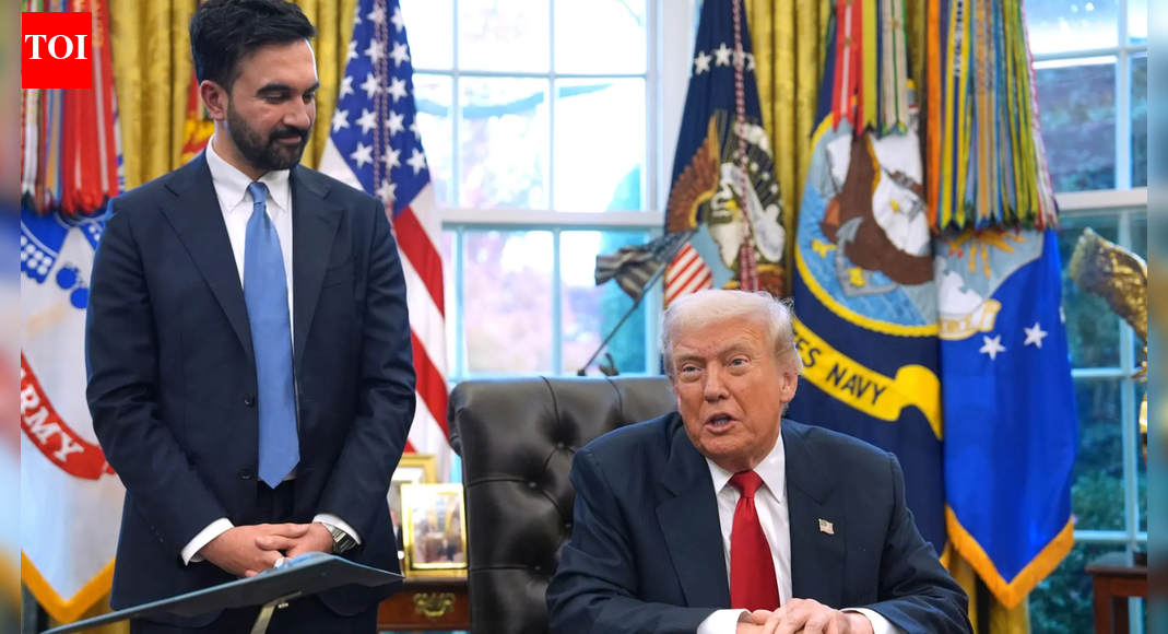 US President Donald Trump again claimed credit for easing India-Pakistan tensions, stating he brokered peace deals and that PM Modi assured him of no war. India, however, consistently dismisses third-party mediation, with the conflict stemming from Operation Sindoor following a deadly attack. Trump’s claims come as he met with New York City Mayor-elect Zohran Mamdani. (Image credits: AP) NEW DELHI: US President Donald Trump on Friday once again claimed credit for helping ease tensions between India and Pakistan, making the assertion more than 60 times to date.The remarks came during a meeting with New York City Mayor-elect Zohran Mamdani at the White House, marking Mamdani’s first formal interaction with the president following his historic election victory.During the Oval Office discussion, Trump referred to the May confrontation between the two nations, saying, “I did eight peace deals of countries, including India and Pakistan,” as quoted by ANI. Earlier in the week, Trump claimed he had threatened both countries with 350 per cent tariffs if hostilities continued.India, however, has consistently dismissed any suggestion of third-party mediation. The conflict began after India launched Operation Sindoor on May 7, targeting terror infrastructure in Pakistan and Pakistan-occupied Kashmir in retaliation for the April 22 Pahalgam attack, which killed 26 civilians. After four days of drone and missile exchanges, both sides reached an understanding on May 10 to end hostilities.Friday’s visit also highlighted Mamdani’s historic election as New York City’s first South Asian and first Muslim mayor. He defeated Republican Curtis Sliwa and former New York Governor Andrew Cuomo, who ran as an independent with a last-minute endorsement from Trump.About the AuthorTOI News DeskThe TOI News Desk comprises a dedicated and tireless team of journalists who operate around the clock to deliver the most current and comprehensive news and updates to the readers of The Times of India worldwide. With an unwavering commitment to excellence in journalism, our team is at the forefront of gathering, verifying, and presenting breaking news, in-depth analysis, and insightful reports on a wide range of topics. The TOI News Desk is your trusted source for staying informed and connected to the ever-evolving global landscape, ensuring that our readers are equipped with the latest developments that matter most.”Read MoreEnd of ArticleFollow Us On Social MediaVideosIndia Urges Stronger Global Action At UN As Navy’s 520 Rescues Spotlight Arabian Sea InstabilityAt Indo-Pacific Forum, Pakistan Claims India Endangering Peace With War Rhetoric, IWT SuspensionBravery In The Sky: The Story Of Namansh Syal, Tejas Pilot Who Died During The Dubai Airshow DisplayAustralian PM Condoles Red Fort Attack, Saudi Bus Tragedy As He Meets PM Modi During G20 SummitTejas Crash: IAF Pilot Killed In Dubai Crash Identified As Wing Commander Namansh SyalDefence Experts Break Down Possible Causes Behind Tejas Fighter Jet Crash In DubaiPM Modi Gets Rousing Welcome From Indian Diaspora In Johannesburg Ahead Of G20 Summit | South Africa’‘I Am A Hindu’: Shashi Tharoor Evokes Swami Vivekananda To Tell The World What Hinduism Stands ForAmit Shah Says BSF Crushed 118 Pak Posts, He Issues Tough Security Message From Sindoor Van In KutchEx-CIA Reveals Savage Reply To Imran Khan’s PTI After Apology Demand Over His India-Pak War Analysis123PhotostoriesVikrant Massey transforms from small-screen charm to big-screen powerhouse with calm conviction and commanding presenceSoup first or noodles? This Japanese film shows the right way to eat ramenBollywood’s most unforgettable love stories, woven with passion and heart, the romances that moved generationsThe MET Gala fashion fails we still haven’t recovered fromKareena Kapoor’s Ladakh-inspired printed silk shirt and dramatic fringe skirt are the fashion plot twist of 202510 Morning habits that boost brain power in children5 surprising vitamin D-rich foods Indians often overlookNot losing weight despite clean eating? Top GI surgeon suggests checking 7 hidden medical cluesWhy do kids need Vitamin B12? Deficiency signs parents must be aware ofKidney disease emerges as the ninth leading cause of death globally: Early signs you should not ignore123Hot PicksDelhi AQI TodayBihar Minister List 2025Bihar CM Oath CeremonyGold rate todaySilver rate todayPublic Holidays NovemberBank Holidays NovemberTop TrendingPortland Trail Blazers vs Golden State WarriorsSavannah JamesMiami Heat vs Chicago BullsSophie CunninghamHow to get Vecna Skin in FortniteAdam FootePM ModiLebron JamesNBA CupCade Cunningham