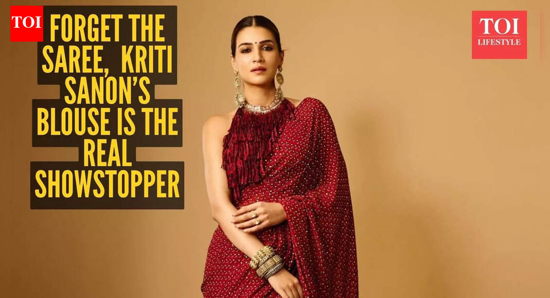 Kriti Sanon’s Ajrakh saree’s blouse design is going viral and brides are taking notes