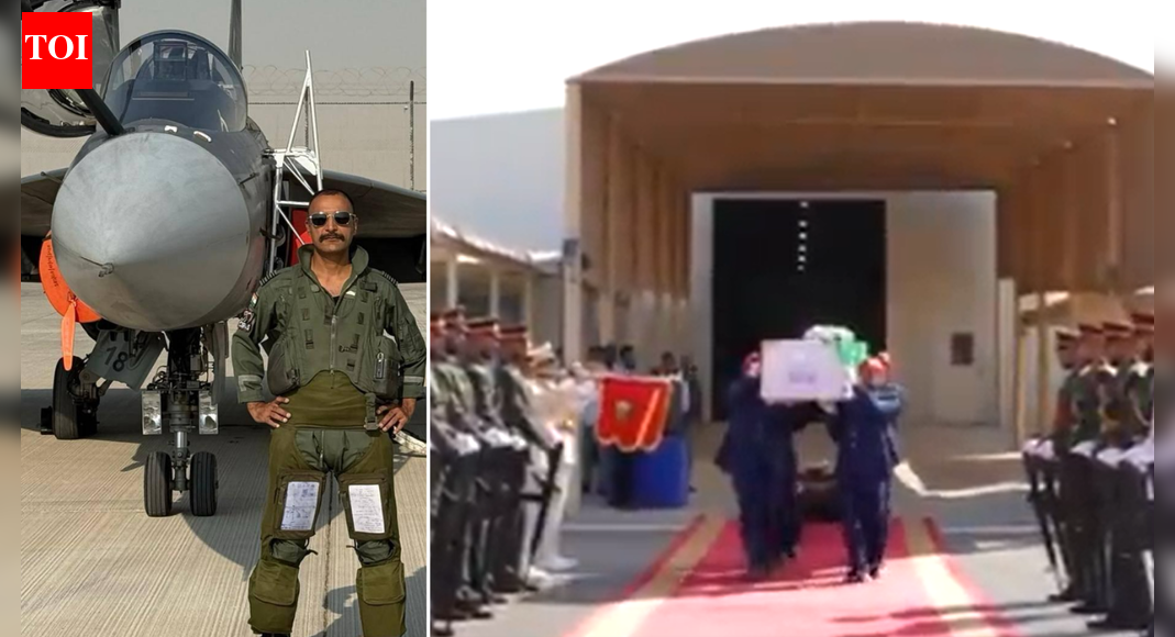 The Indian Air Force mourns Wing Commander Namansh Syal, who tragically died in a Tejas jet crash at the Dubai airshow. A video tribute showcased a solemn send-off, honoring his dedicated service and exceptional skill. This incident marks the second Tejas crash in under two years, raising concerns about the indigenous aircraft’s safety record. The Indian Air Force mourns Wing Commander Namansh Syal, who tragically died in a Tejas jet crash at the Dubai airshow. A video tribute showcased a solemn send-off, honoring his dedicated service and exceptional skill. This incident marks the second Tejas crash in under two years, raising concerns about the indigenous aircraft’s safety record. The Indian Air Force on Saturday paid tribute to Wing Commander Namansh Syal, sharing a video of his send-off ceremony on X and expressing grief over the loss of the air warrior who had made an unwavering contribution to the force. Commander Syal lost his life in the Dubai airshow tragedy on Friday, after the Tejas jet he was piloting crashed during a display.”A dedicated fighter pilot and thorough professional, who served the nation with unwavering commitment, exceptional skill and an unyielding sense of duty,” wrote IAF.showed uniformed personnel paying their respects, while officials laid wreaths beside a tricolour-wrapped casket bearing Wing Commander Syal’s mortal remains.In the tribute note, the air force also highlighted his professional qualities, saying, “His dignified persona earned him immense respect through a life devoted to service, and was visible in the send-off attended by UAE Officials, colleagues, friends, and the officials of the Indian Embassy”Footage from the Dubai Air Show captured the moment the Tejas aircraft suddenly lost altitude during a low-level manoeuvre before crashing at Al Maktoum International Airport. The jet exploded on impact, resulting in a massive fireball.Friday’s accident marked the second crash involving the indigenous Light Combat Aircraft (LCA) Tejas in less than two years. In March 2024, another Tejas went down near a residential area in Jaisalmer after returning from the tri-services exercise Bharat Shakti in the Pokhran desert. That incident was the first recorded crash of the aircraft since its induction into service in 2001.About the AuthorTOI News DeskThe TOI News Desk comprises a dedicated and tireless team of journalists who operate around the clock to deliver the most current and comprehensive news and updates to the readers of The Times of India worldwide. With an unwavering commitment to excellence in journalism, our team is at the forefront of gathering, verifying, and presenting breaking news, in-depth analysis, and insightful reports on a wide range of topics. The TOI News Desk is your trusted source for staying informed and connected to the ever-evolving global landscape, ensuring that our readers are equipped with the latest developments that matter most.”Read MoreEnd of ArticleFollow Us On Social MediaVideosUP Gears Up For Biggest Crackdown Yet As CM Yogi Mandates Detention Hubs For Illegal ImmigrantsModi, Meloni Share Warm Laughter on G20 Sidelines in Johannesburg‘In memory of our brothers’: Russian Pilot’s Heartfelt Note For Indian Tejas Pilot After Dubai Crash’Objective Is To Destroy The Enemy’: Op Sindoor Echoes As Indian Army Vows Stronger Response to PakIndian Army Chief Reveals How A Trusted Orchestra Crushed Nine Targets in Operation Sindoor BlitzManipur Sangai Festival 2025- ThemeAt G20 Summit, PM Modi Proposes Global Knowledge, Skills, Health And Security Initiatives For FutureSangai Festival 2025 Opening CeremonyEx-VP Jagdeep Dhankhar Breaks Silence, Calls Out Narrative Traps With Cryptic Reference To His Past’This Is How Democracy Should Work’: Shashi Tharoor’s Truth Bomb on Cong After Trump-Mamdani Meeting123PhotostoriesFrom Harman Sidhu to Danish Zehen: Indian celebrities who died in tragic road accidents7 high-protein breakfast shakes with 20g per glassMillion-dollar executives: Meet top 5 highest-paid CXOs in India FY259 behaviours that slowly destroy relationships over timeTop 4 home remedies to reduce bloating and boost digestion naturallyKartik Aaryan to Sara Tendulkar: 5 best celebrity looks of the daySilent signs of bullying every parent should pay attention to7 ways to enjoy Papaya for breakfastBigg Boss 19: From Gaurav Khanna, Tanya Mittal to Amaal Mallik: Net worth of Top 9 contestantsStep-by-step guide for growing Kiwi in your balcony garden123Hot PicksDelhi AQI TodayBihar Minister List 2025Bihar CM Oath CeremonyGold rate todaySilver rate todayPublic Holidays NovemberBank Holidays NovemberTop TrendingFantasy Football Injury ReportSavannah JamesBrittany MahomesTaylor SwiftTravis KelceChris Blake GriffithJosh Allen InjuryCharvarius WardFortnite Chapter 7 LeakedCade Cunningham