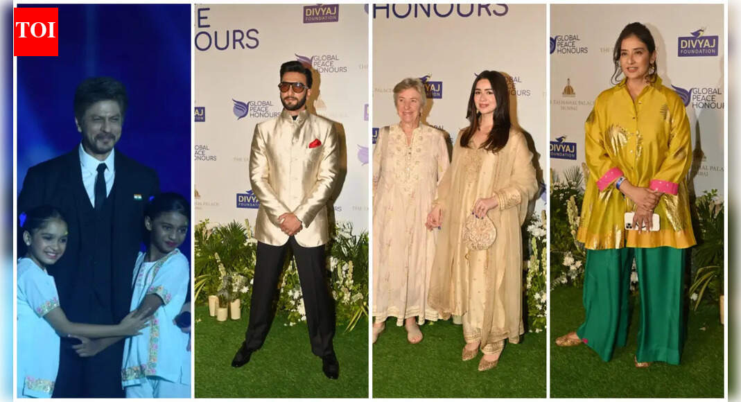 Shah Rukh Khan pays tribute to 26/11, Pahalgam and Delhi blast victims; Ranveer Singh, Sara Tendulkar, Manisha Koirala join him at Global Peace Honours 2025