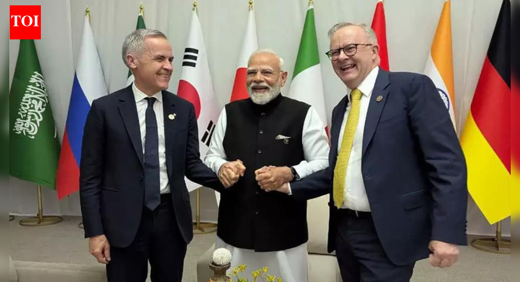 PM Modi with Australian PM Anthony Albanese and his Canadian counterpart Mark Carney on the sidelines of G20 Summit in Johannesburg Modi said in a post on social media platform ‘X’ that he had an excellent meeting with Albanese and Carney on the sidelines of the G20 Summit in Johannesburg and that the leaders were delighted to announce an Australia-Canada-India Technology and Innovation (ACITI) Partnership.According to the Prime Minister, the initiative will deepen collaboration between democratic partners across three continents and three oceans in emerging technologies, support diversification of supply chains, clean energy and mass adoption of AI.”We look forward to working together to guarantee a better future for the coming generations,” he said.The initiative will draw on the natural strengths of the three countries and lay emphasis on green energy innovation and building resilient supply chains, including in critical minerals, said the three countries in a joint statement.”It will deepen their respective ambition and strategic collaboration towards net zero and drive further diversification of supply chains towards a secure, sustainable, and resilient future. The Partnership will also examine the development and mass adoption of artificial intelligence to improve the lives of our citizens,” said the statement, adding that they agreed that officials should convene in the first quarter of 2026 to take the initiative forward.End of ArticleFollow Us On Social MediaVideosTrump Says He Brokered Eight Peace Deals Including India And Pakistan During Mamdani MeetUP Gears Up For Biggest Crackdown Yet As CM Yogi Mandates Detention Hubs For Illegal ImmigrantsModi, Meloni Share Warm Laughter on G20 Sidelines in Johannesburg‘In memory of our brothers’: Russian Pilot’s Heartfelt Note For Indian Tejas Pilot After Dubai Crash’Objective Is To Destroy The Enemy’: Op Sindoor Echoes As Indian Army Vows Stronger Response to PakIndian Army Chief Reveals How A Trusted Orchestra Crushed Nine Targets in Operation Sindoor BlitzManipur Sangai Festival 2025- ThemeAt G20 Summit, PM Modi Proposes Global Knowledge, Skills, Health And Security Initiatives For FutureSangai Festival 2025 Opening CeremonyEx-VP Jagdeep Dhankhar Breaks Silence, Calls Out Narrative Traps With Cryptic Reference To His Past123PhotostoriesFrom Bengal to B-town, actors who found fame in Hindi filmsLaughter Chefs 3: From new jodis of Vivian Dsena-Eisha Singh, Gurmeet-Debina to Tejasswi Prakash-Karan Kundrra teaming up together: Highlights from the new season3 Ayurveda-approved fruit rules to boost digestionFrom Harman Sidhu to Danish Zehen: Indian celebrities who died in tragic road accidents7 high-protein breakfast shakes with 20g per glassMillion-dollar executives: Meet top 5 highest-paid CXOs in India FY259 behaviours that slowly destroy relationships over timeTop 4 home remedies to reduce bloating and boost digestion naturallyKartik Aaryan to Sara Tendulkar: 5 best celebrity looks of the daySilent signs of bullying every parent should pay attention to123Hot PicksDelhi AQI TodayBihar Minister List 2025Bihar CM Oath CeremonyGold rate todaySilver rate todayPublic Holidays NovemberBank Holidays NovemberTop TrendingFantasy Football Injury ReportSavannah JamesBrittany MahomesTaylor SwiftTravis KelceChris Blake GriffithJosh Allen InjuryCharvarius WardFortnite Chapter 7 LeakedCade Cunningham